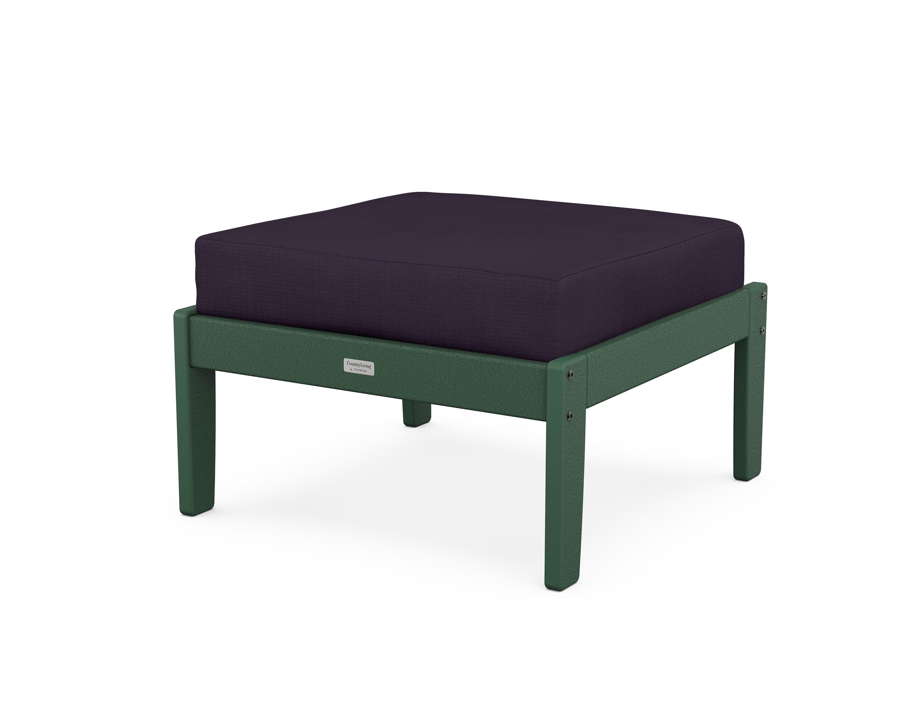 Cottage Deep Seating Ottoman in Green / Navy Linen