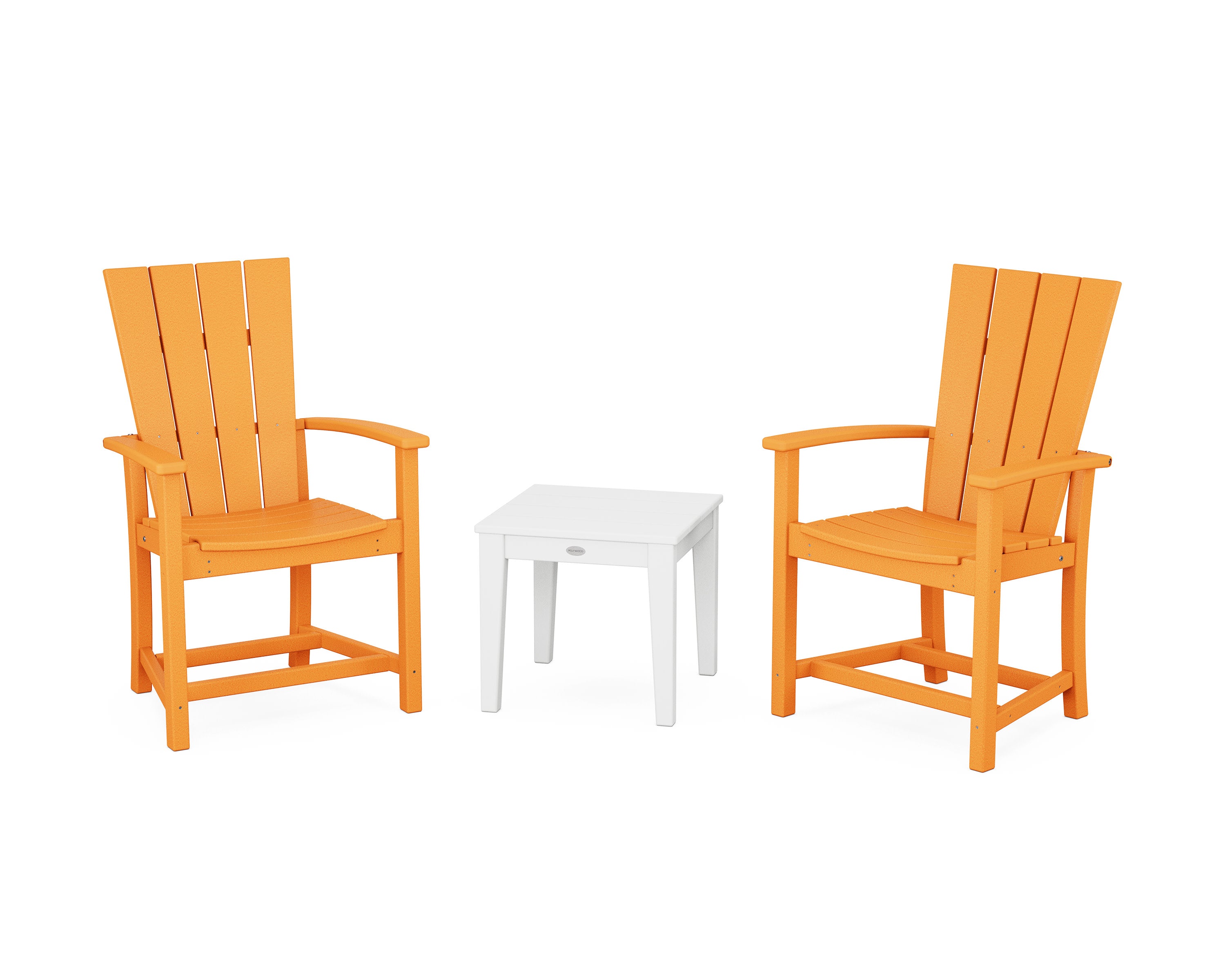 Quattro 3-Piece Upright Adirondack Chair Set in Tangerine / White