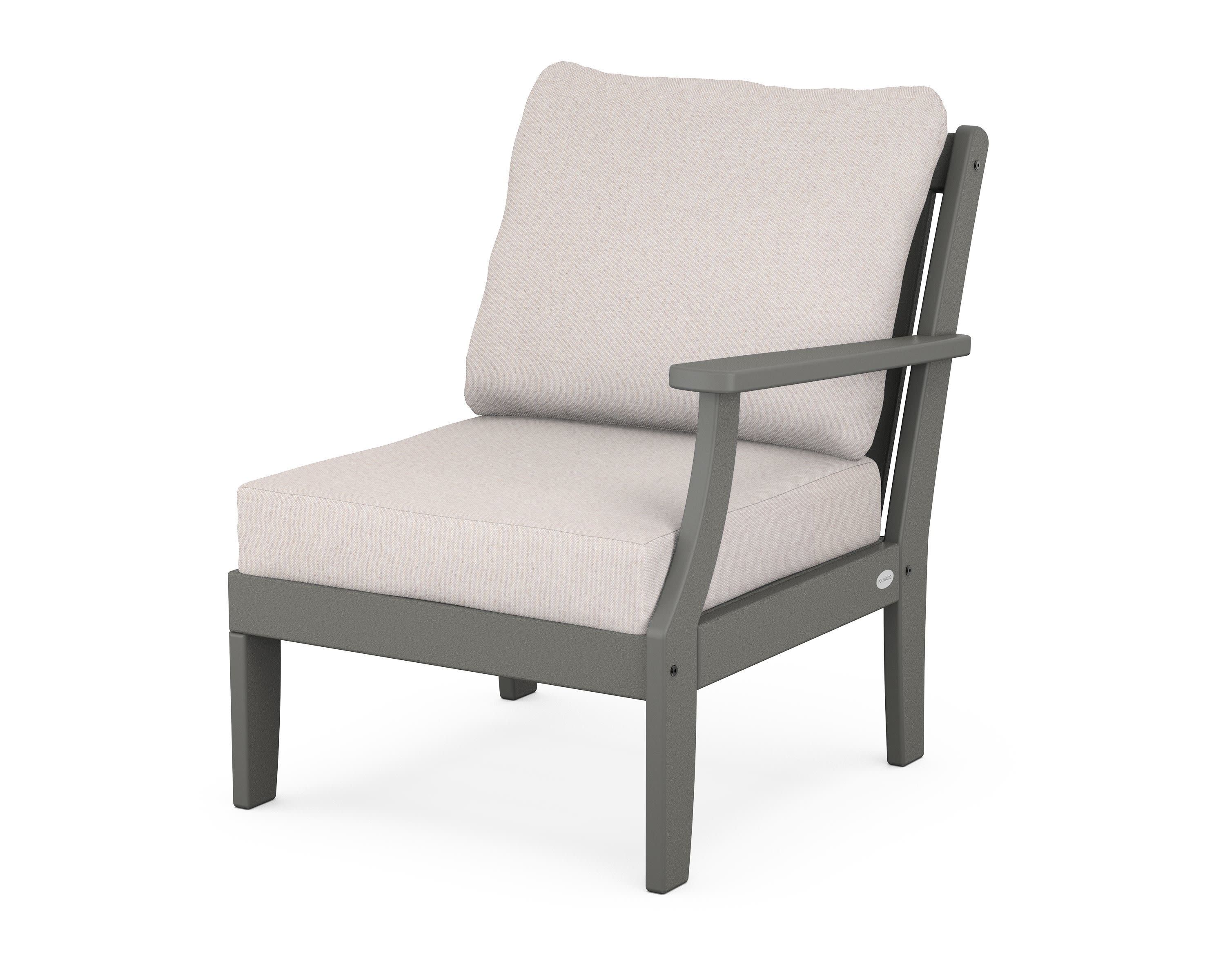Braxton Modular Right Arm Chair in Slate Grey / Dune Burlap