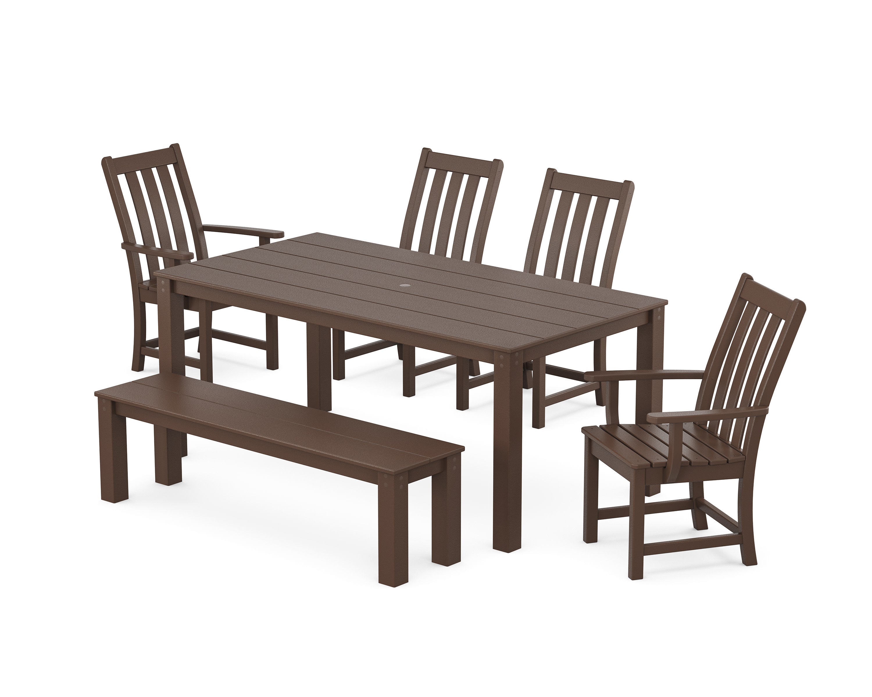 Vineyard 6-Piece Parsons Dining Set with Bench in Mahogany