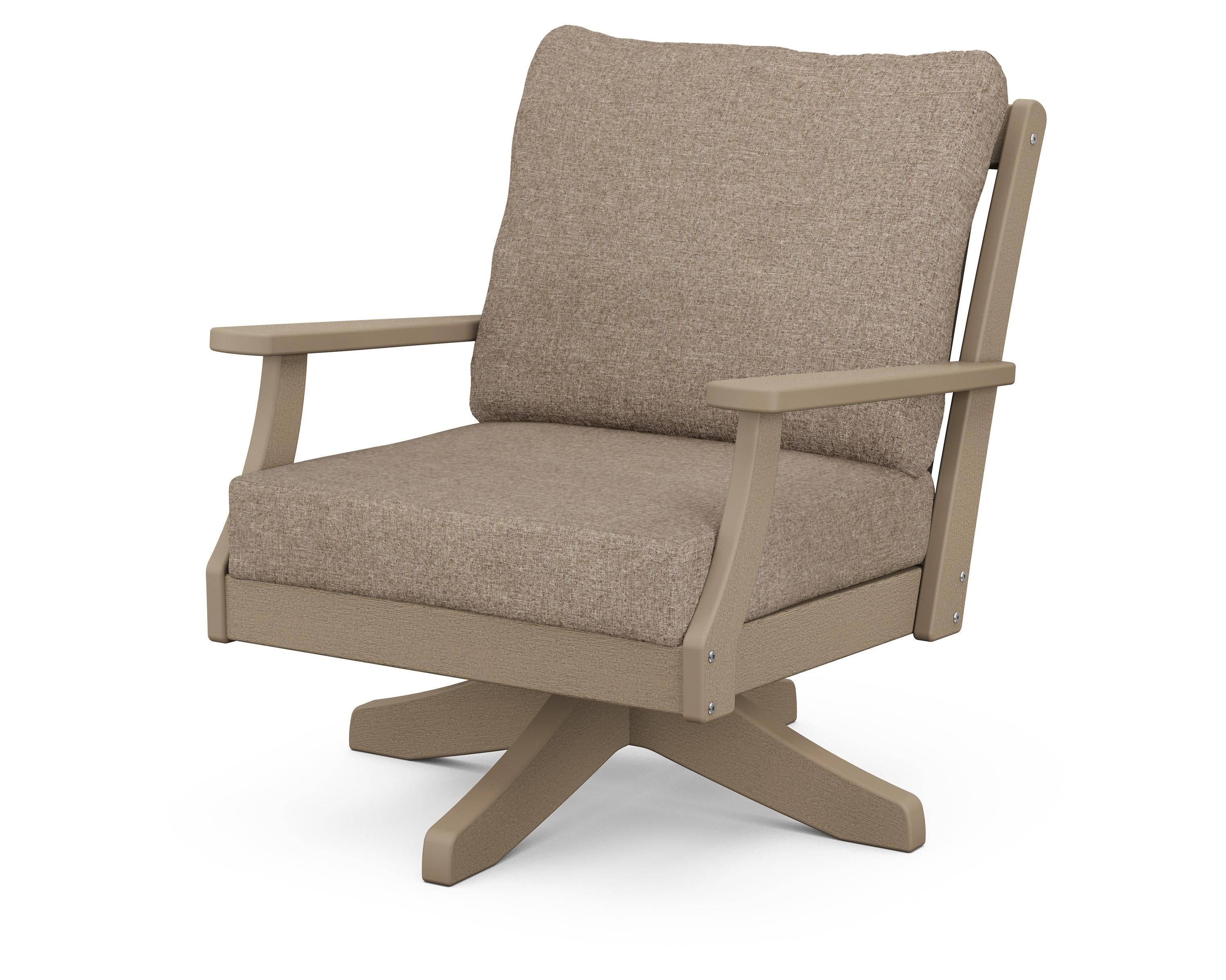 Braxton Deep Seating Swivel Chair in Vintage Sahara / Spiced Burlap