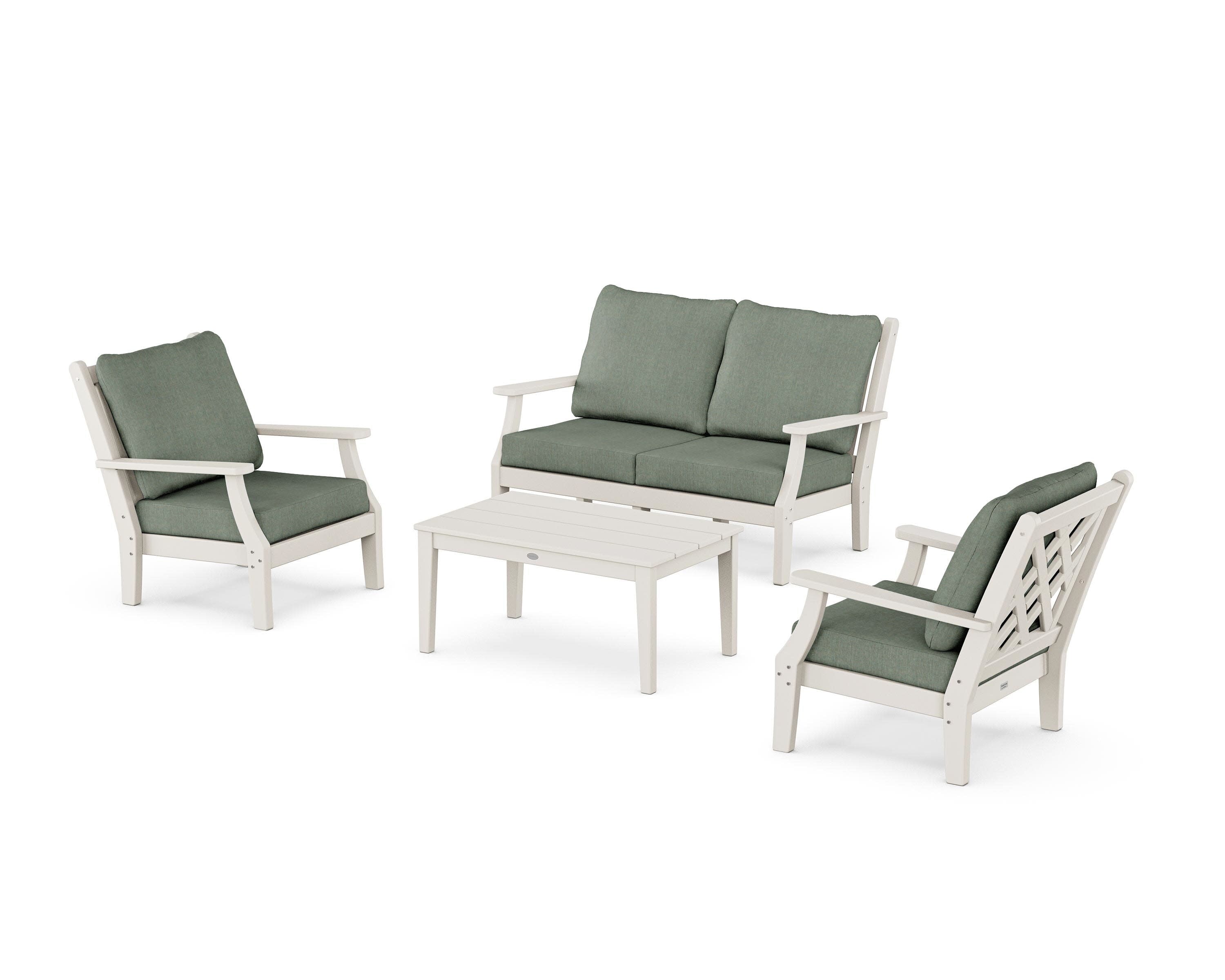 Wovendale 4-Piece Deep Seating Set with Loveseat in Sand / Cast Sage