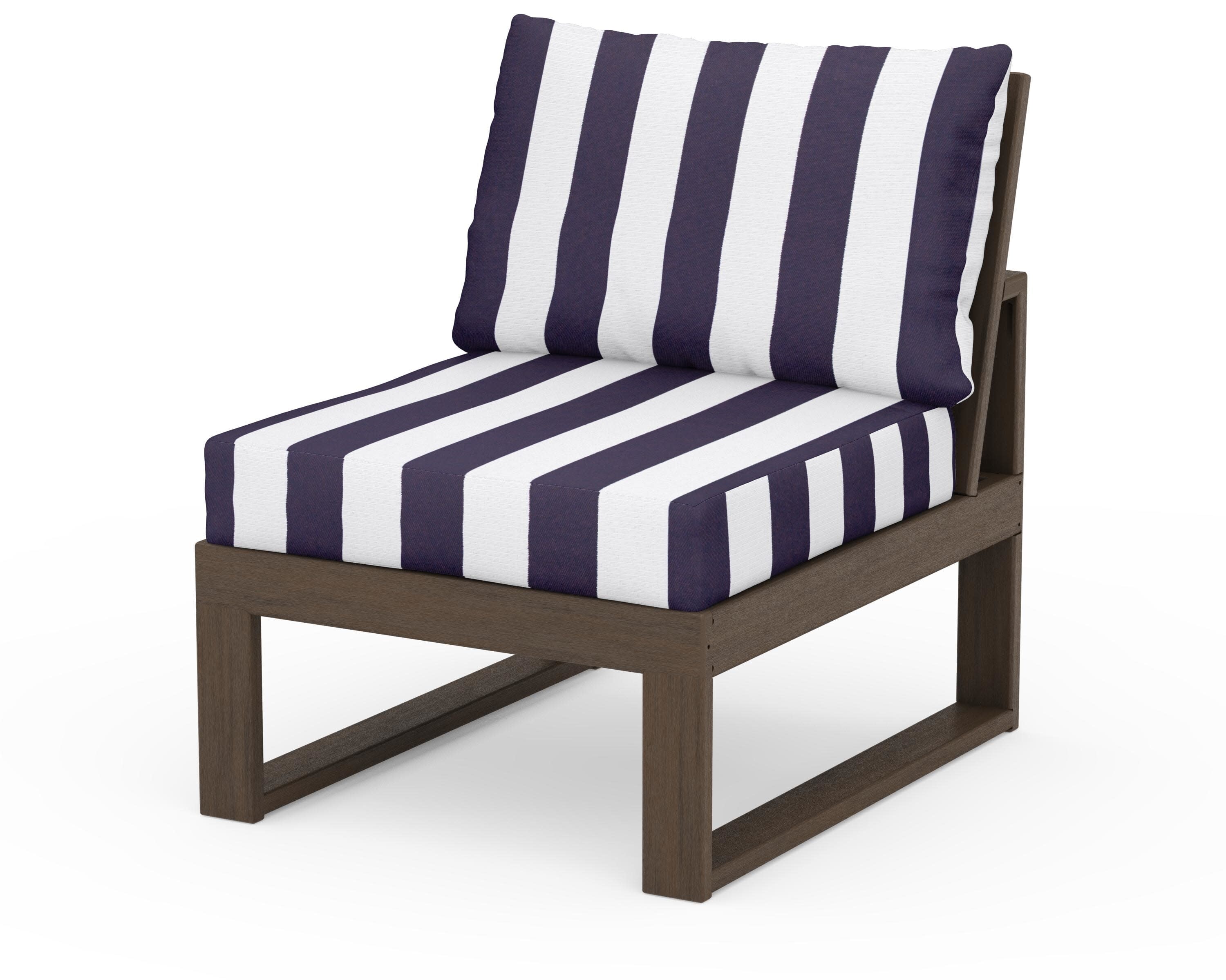 Modular Armless Chair in Kona / Cabana Stripe Navy