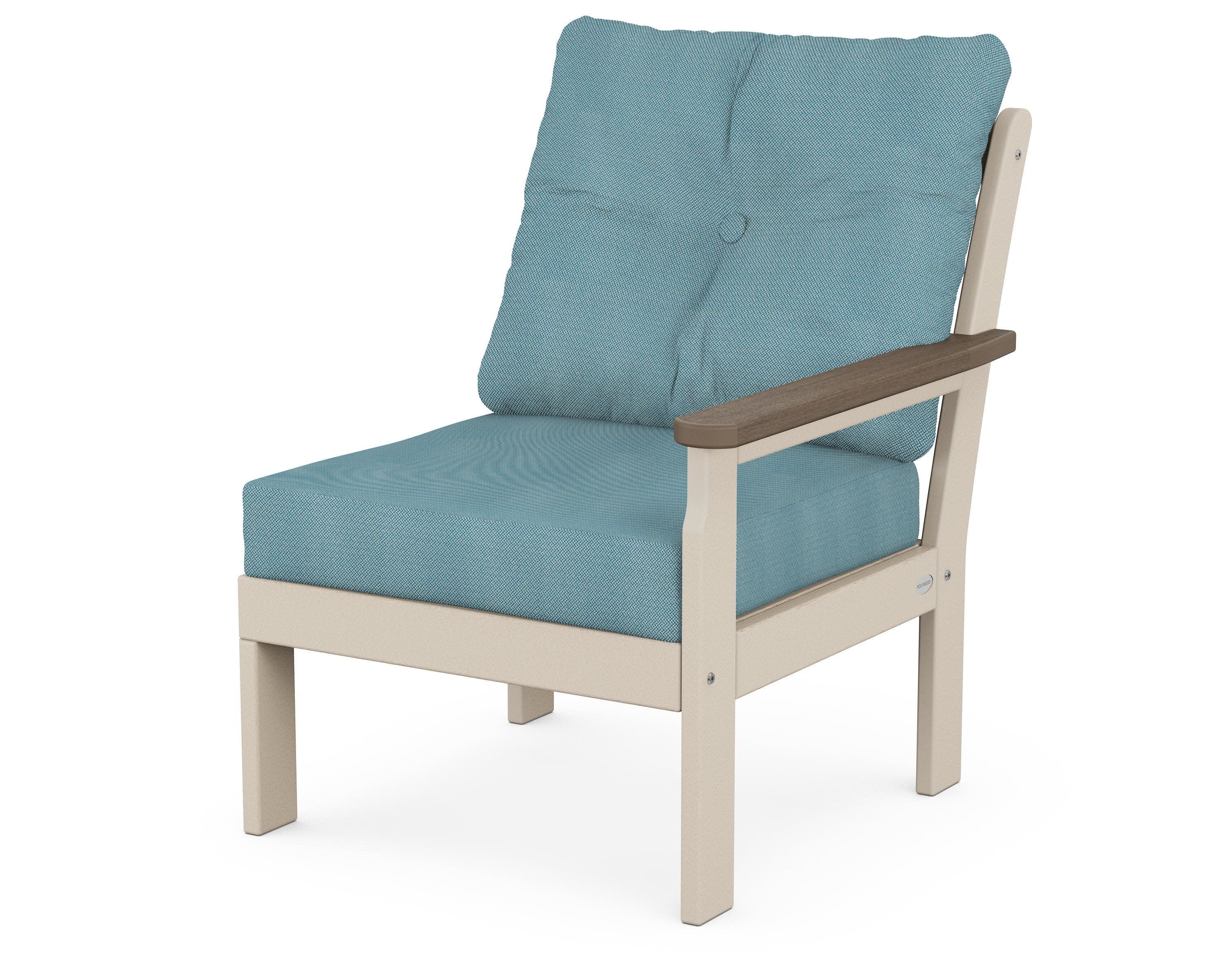 Vineyard Modular Right Arm Chair in Sand / Kona / Lattice Sky Blue