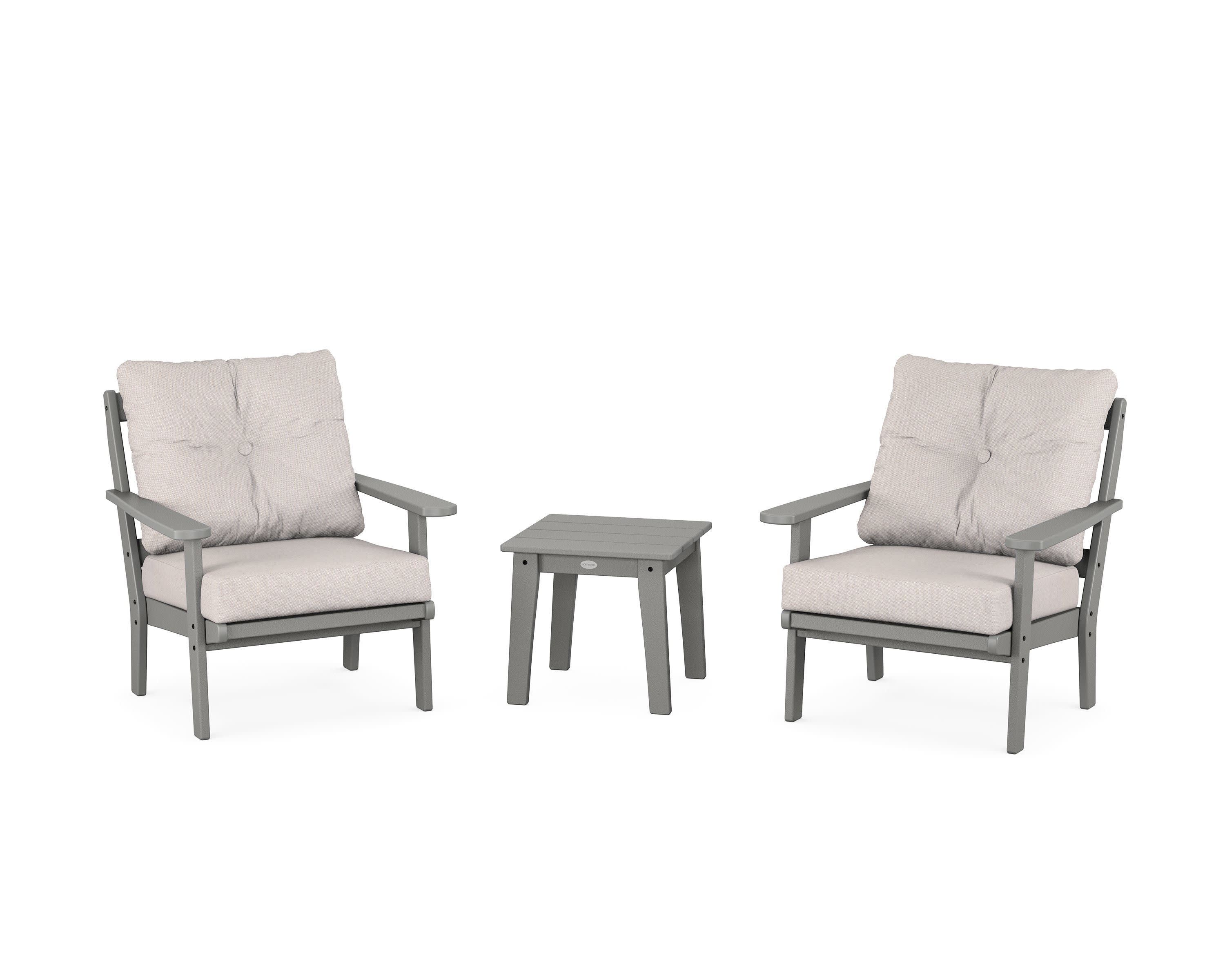 Mission 3-Piece Deep Seating Set in Slate Grey / Dune Burlap