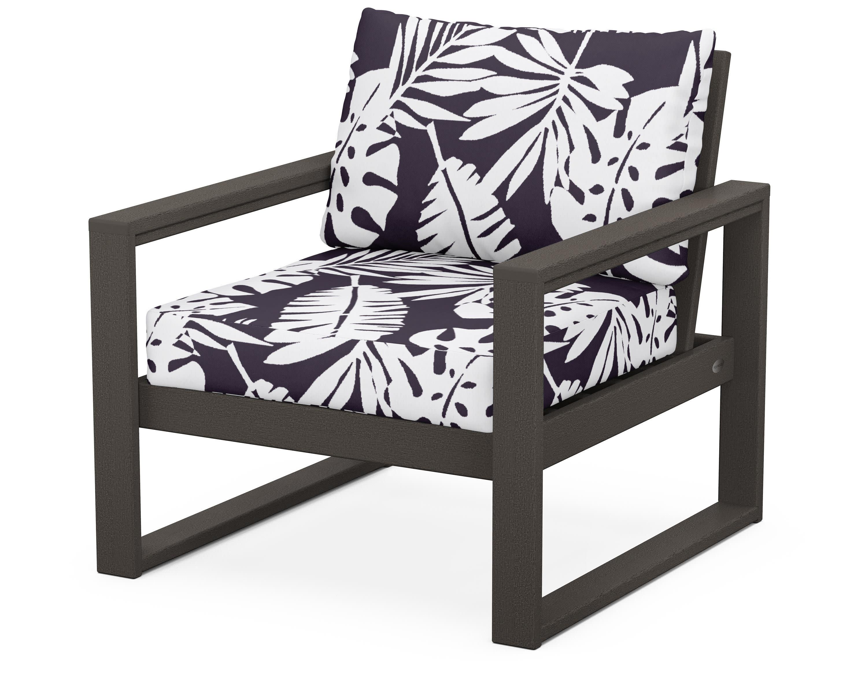 EDGE Club Chair in Vintage Coffee / Leaf Navy