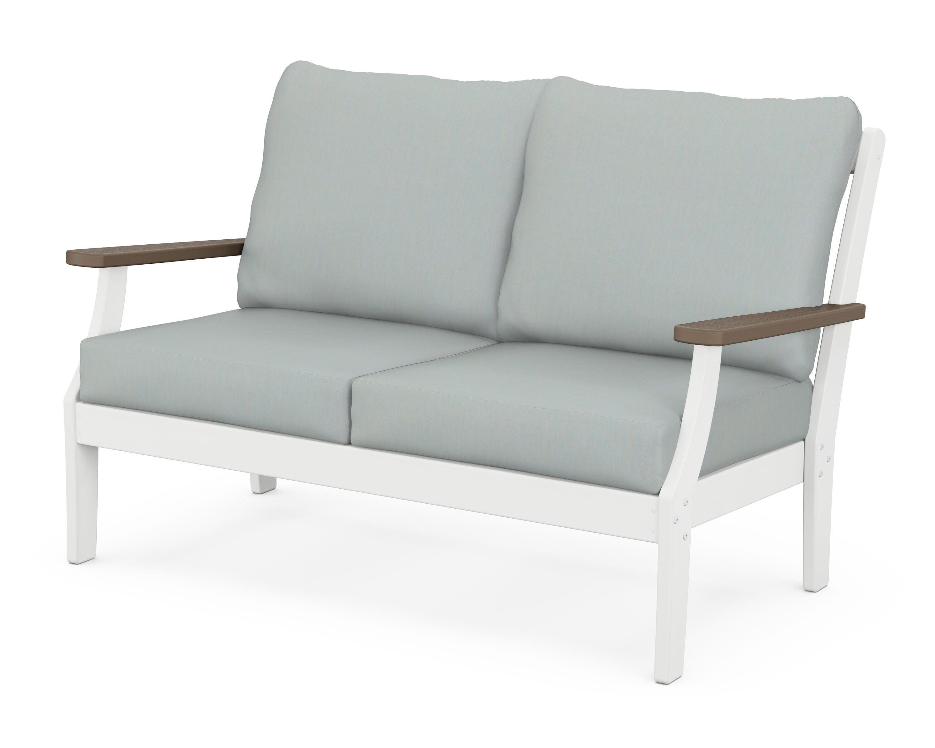 Braxton Deep Seating Loveseat in White / Kona / Spa