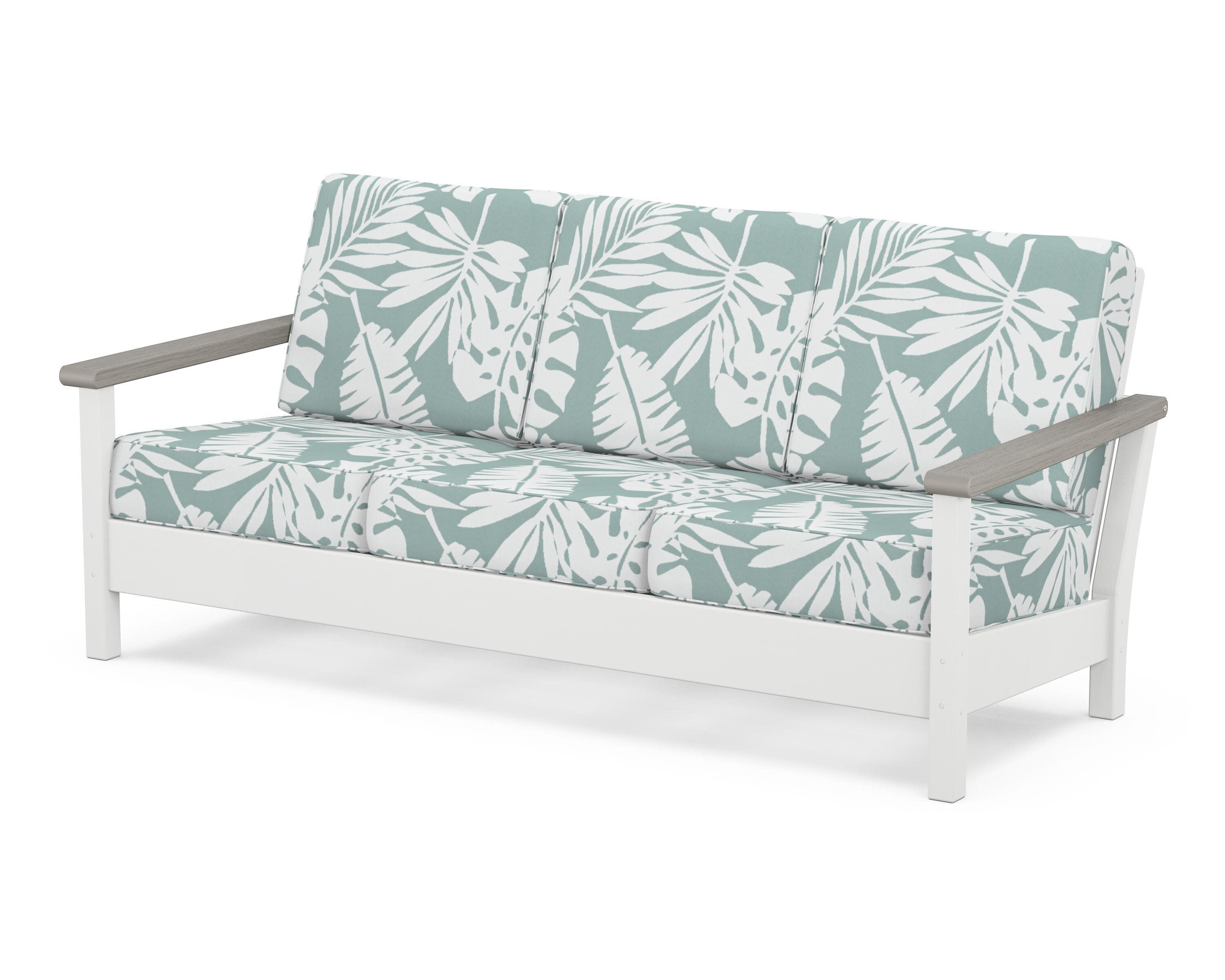 Harbour Deep Seating Sofa in White / Driftwood / Leaf Glacier Spa