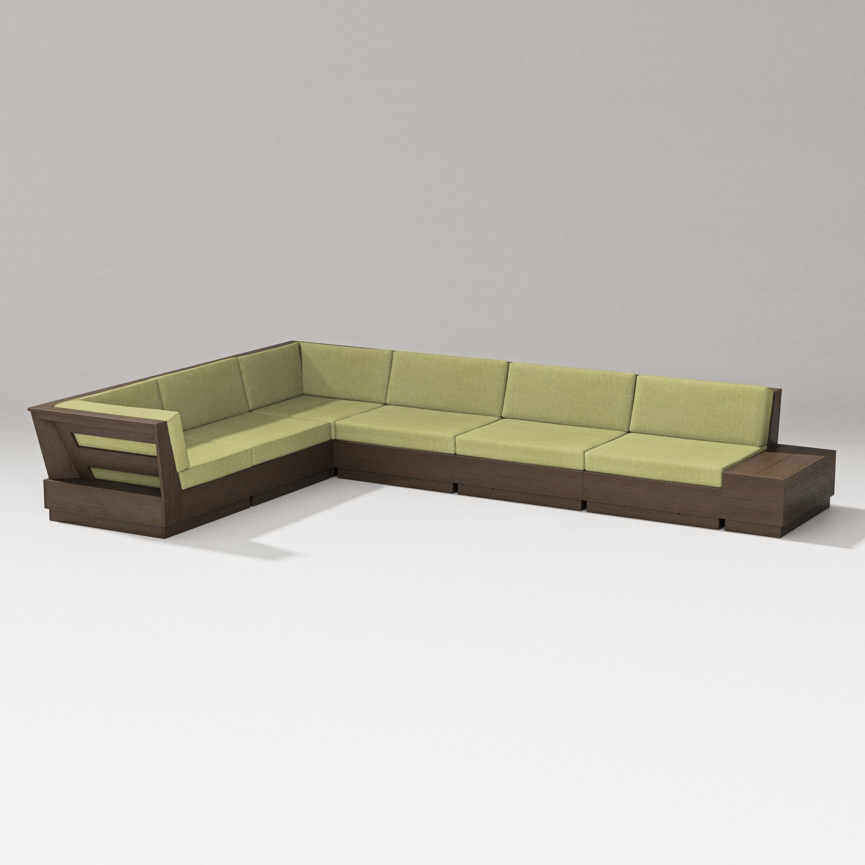 Elevate 7-Piece Corner Sectional in Kona / Chartreuse Boucle
