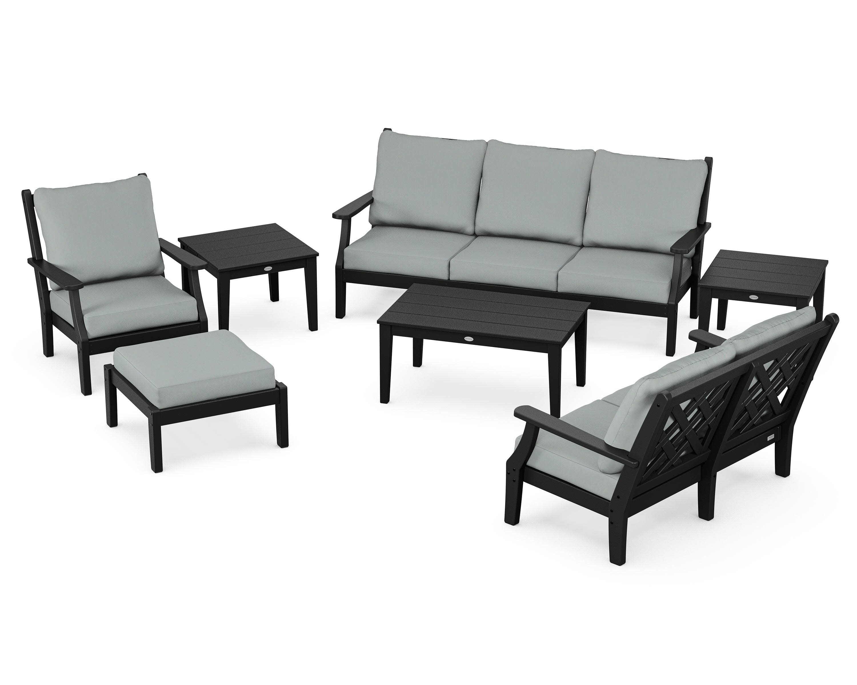 Wovendale 7-Piece Deep Seating Set in Black / Spa