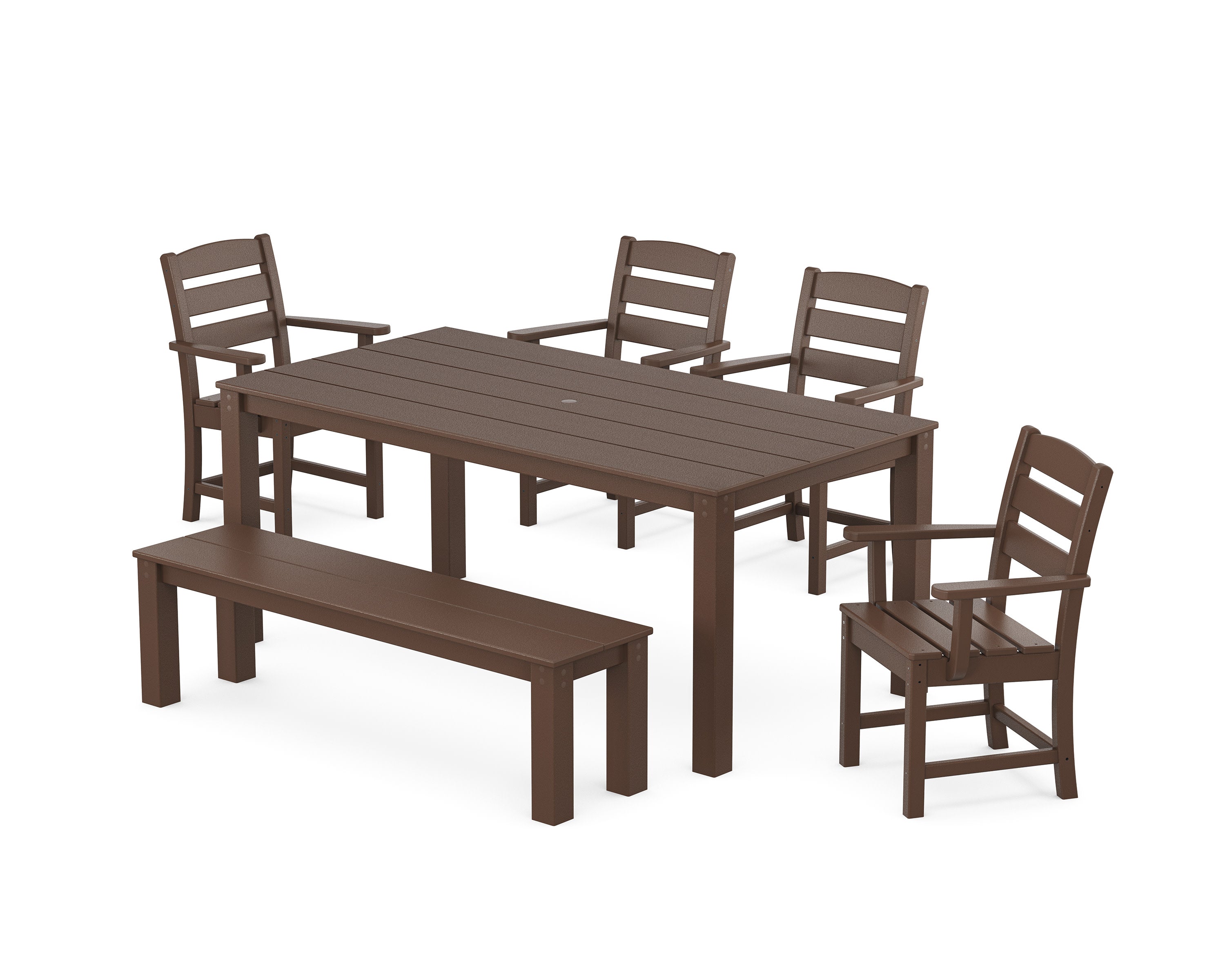 Lakeside 6-Piece Parsons Dining Set with Bench in Mahogany