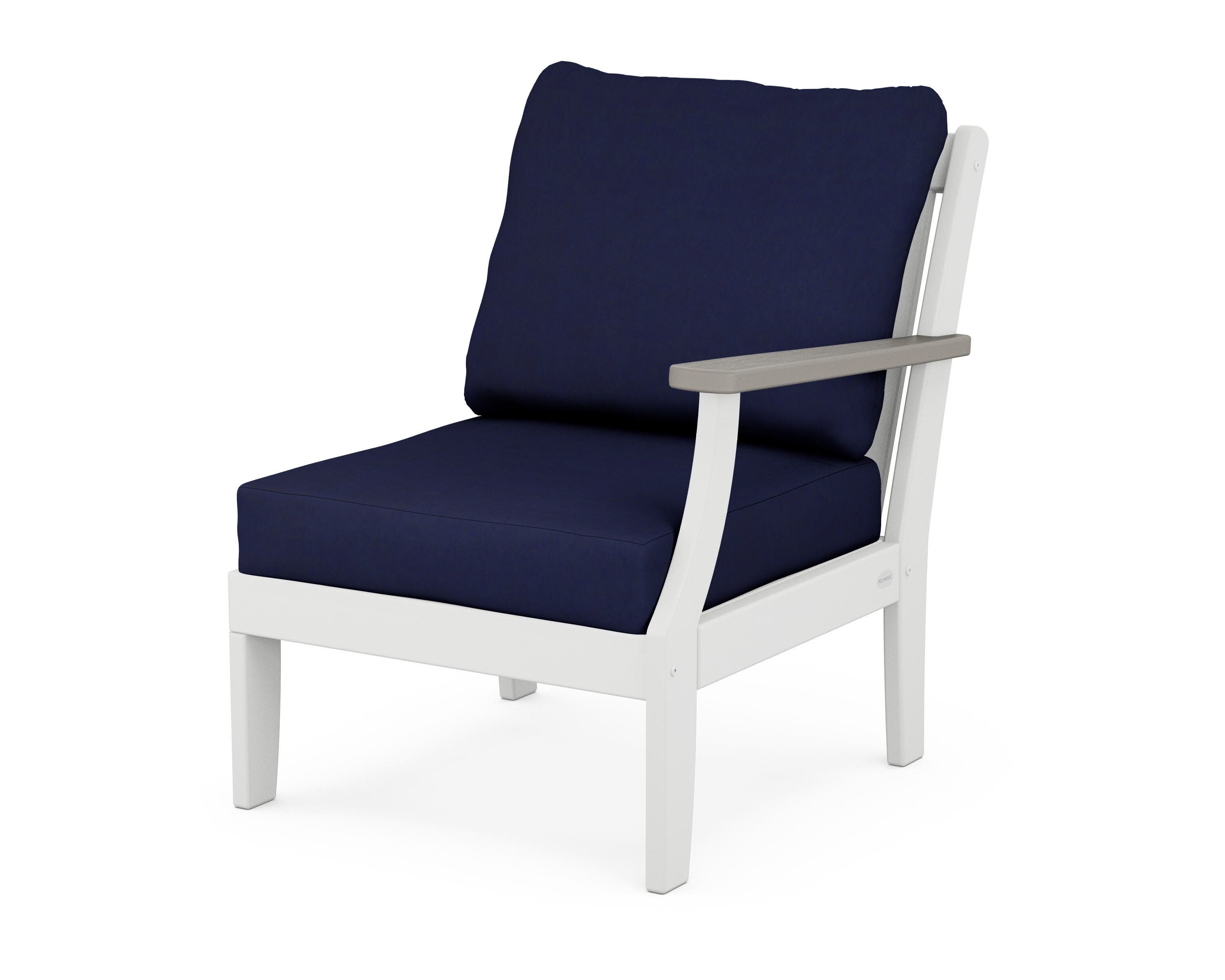Braxton Modular Right Arm Chair in White / Driftwood / Navy