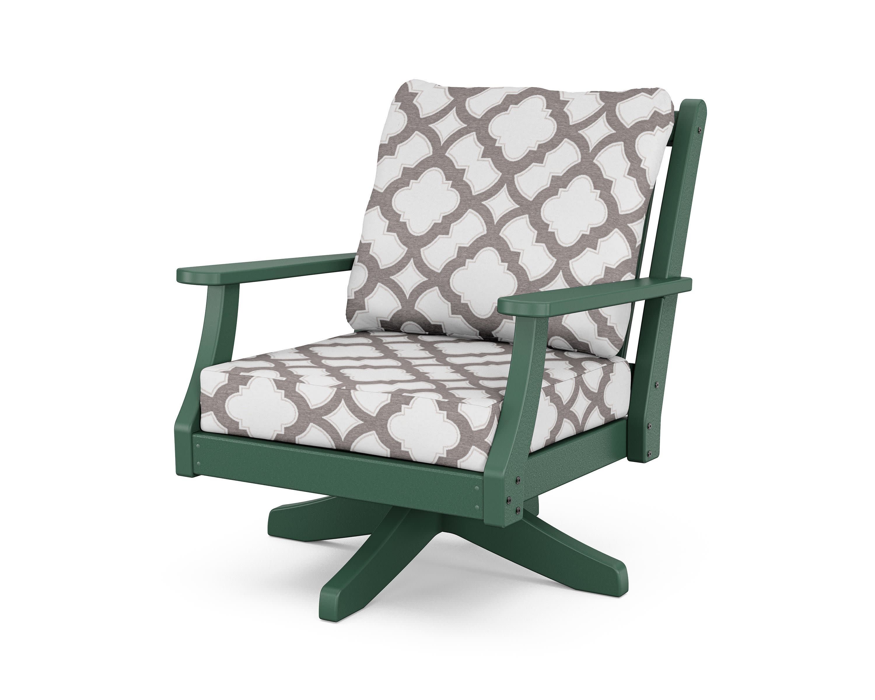Wovendale Deep Seating Swivel Chair in Green / Trellis Grey Mist