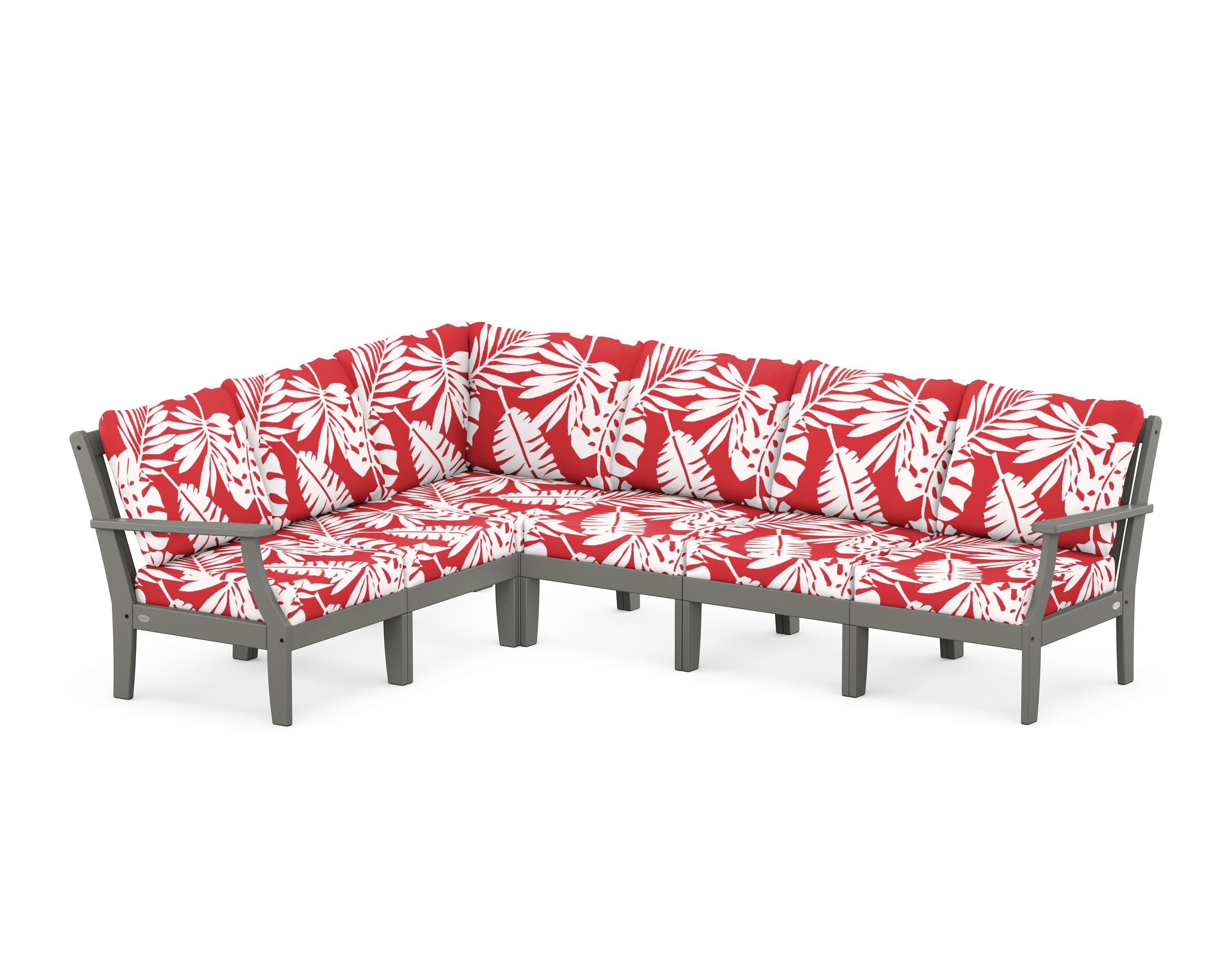 Braxton Modular 6-Piece Deep Seating Set in Slate Grey / Leaf Crimson