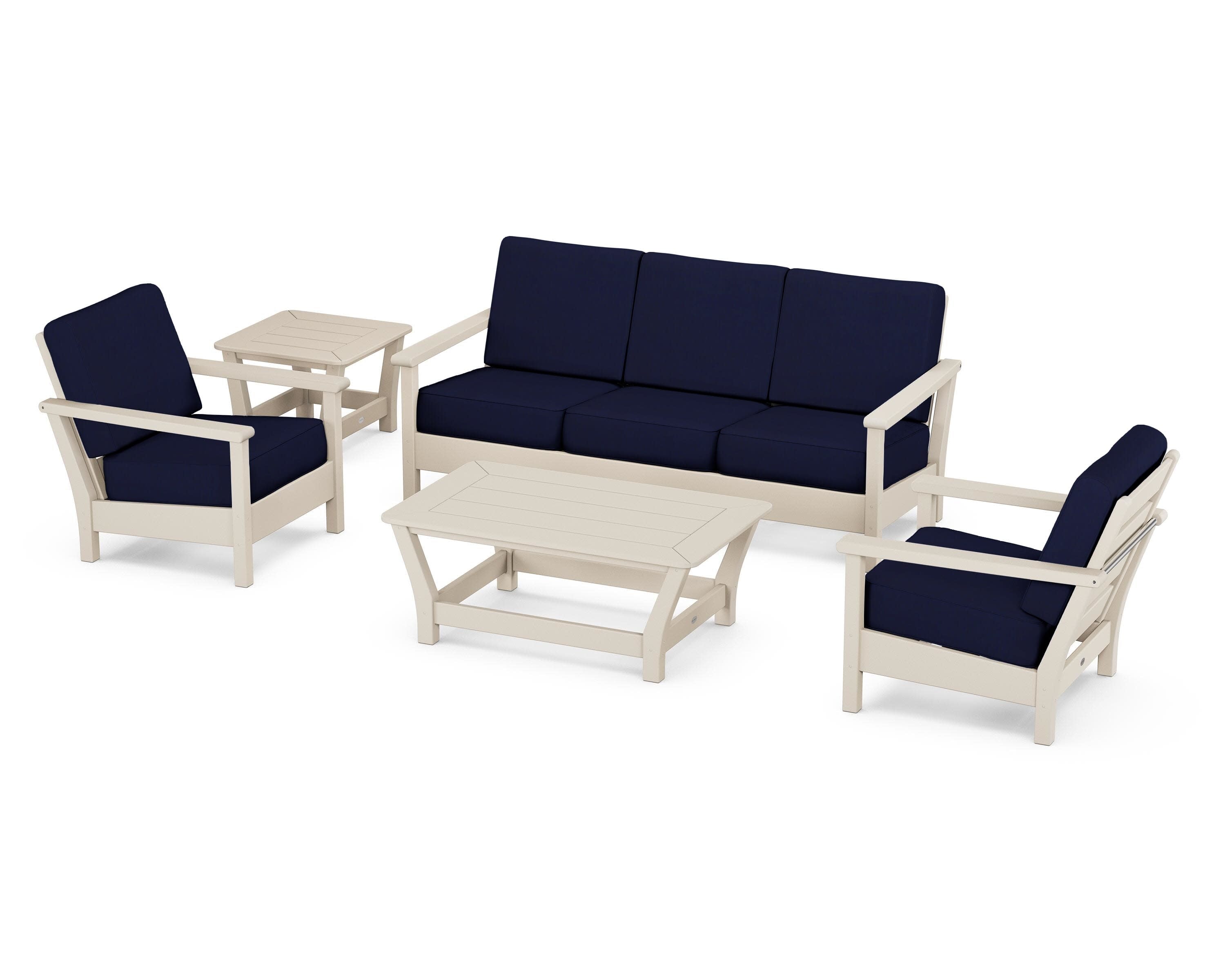 Harbour 5-Piece Deep Seating Set in Sand / Navy