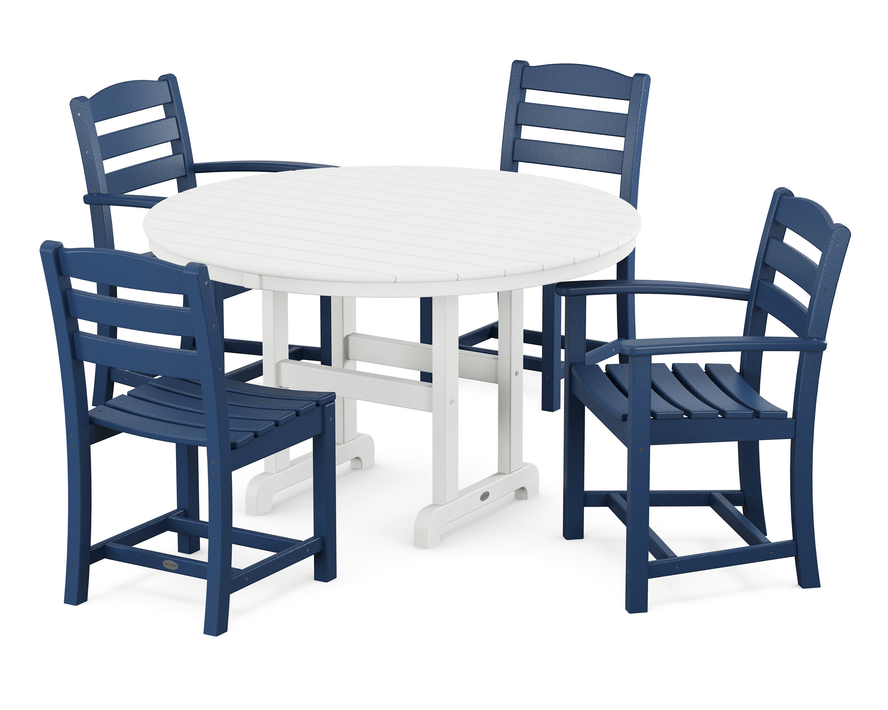 La Casa Caf 5-Piece Round Farmhouse Dining Set in Navy / White