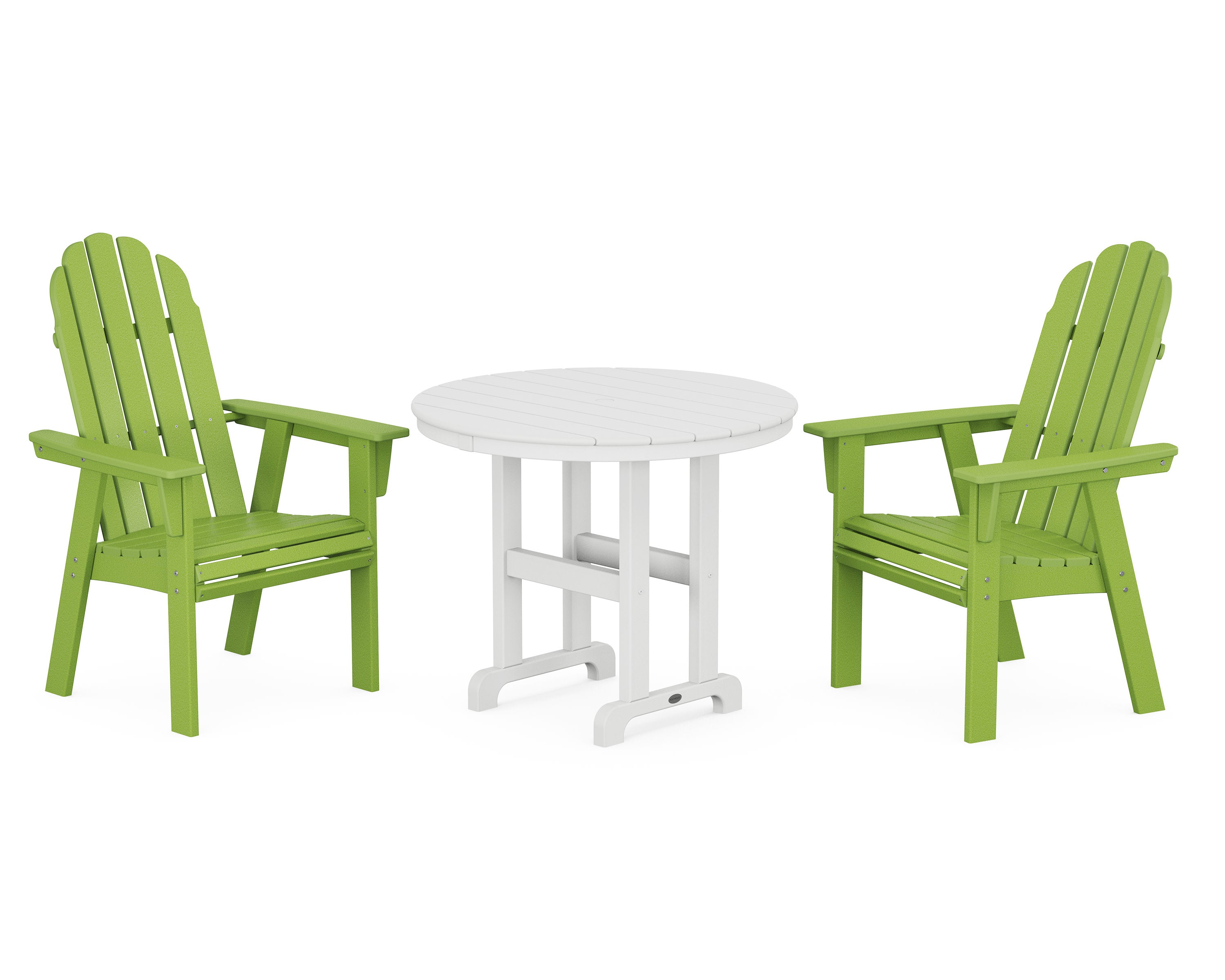Vineyard Adirondack 3-Piece Round Dining Set in Lime / White