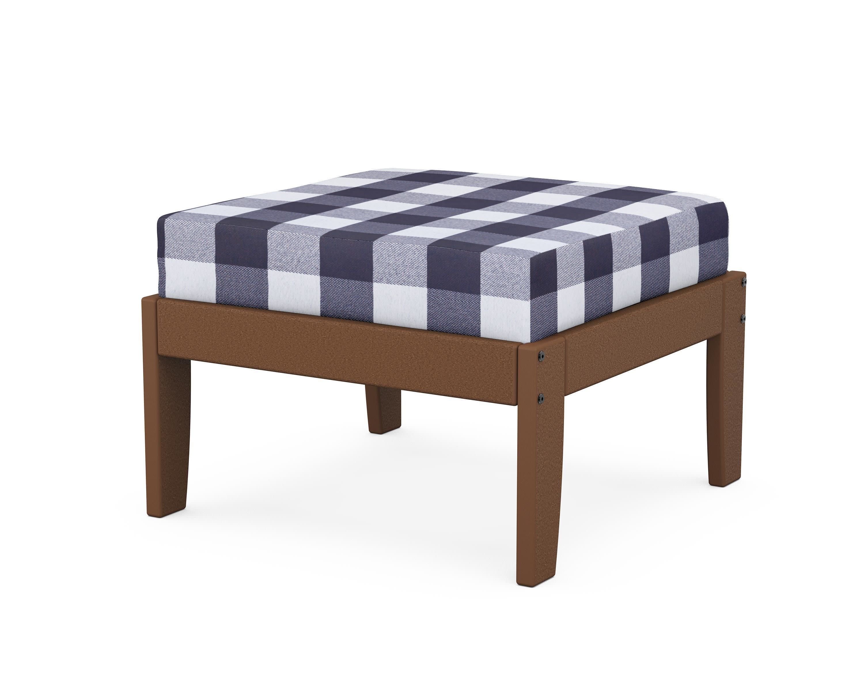 Modular Ottoman - Classic in Teak / Buffalo Plaid Navy
