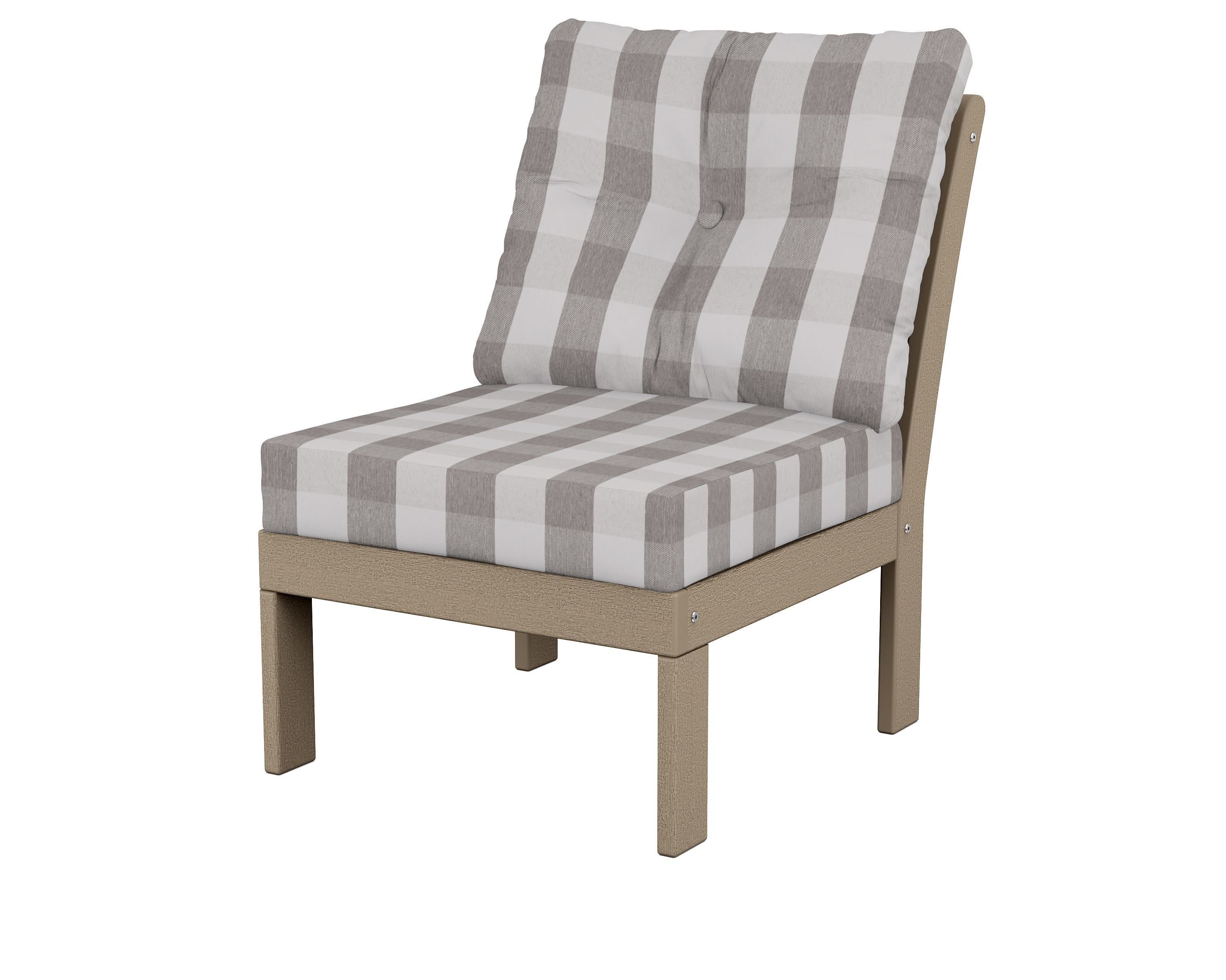 Vineyard Modular Armless Chair in Vintage Sahara / Buffalo Plaid Grey Mist