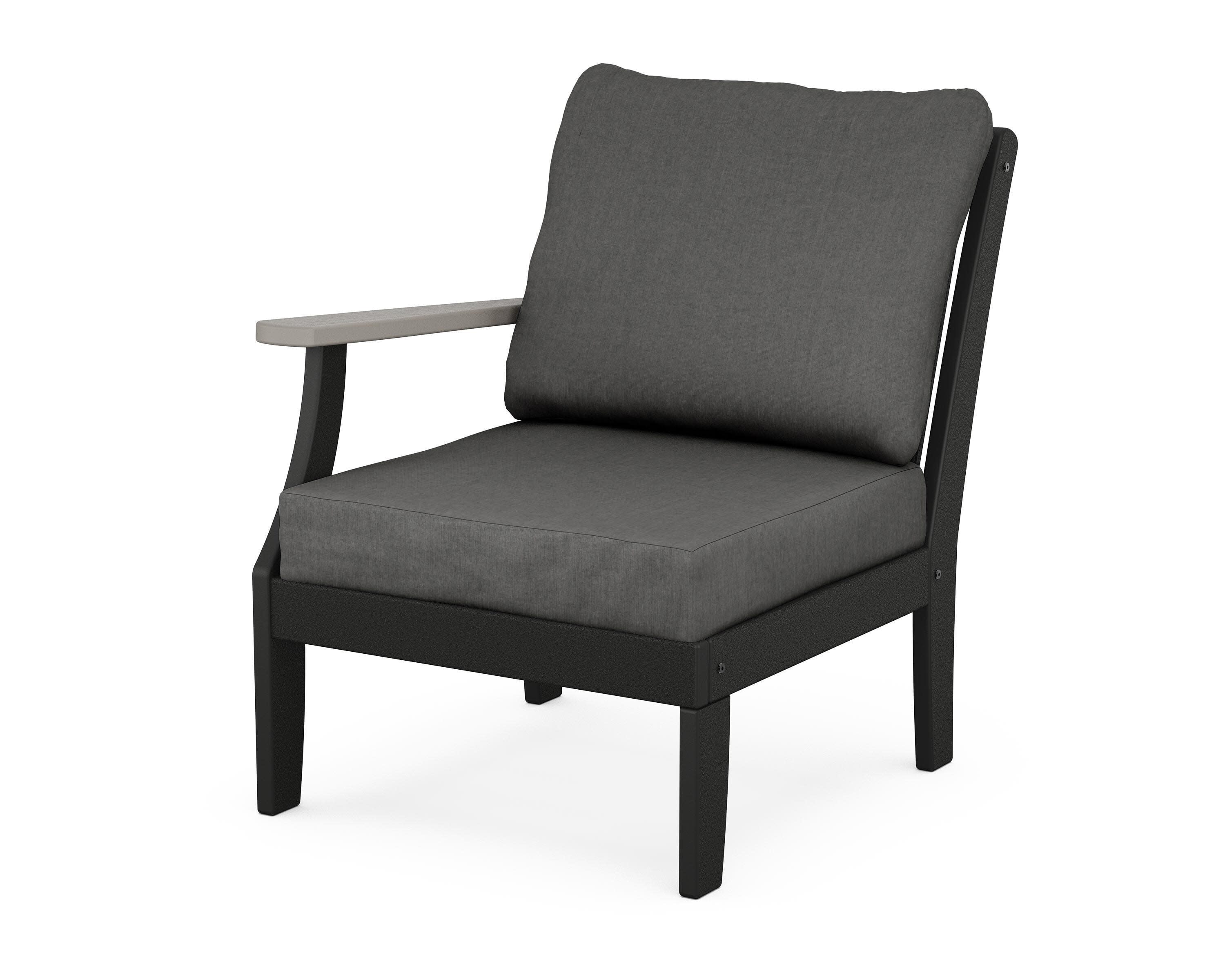 Braxton Modular Left Arm Chair in Black / Driftwood / Spectrum Carbon