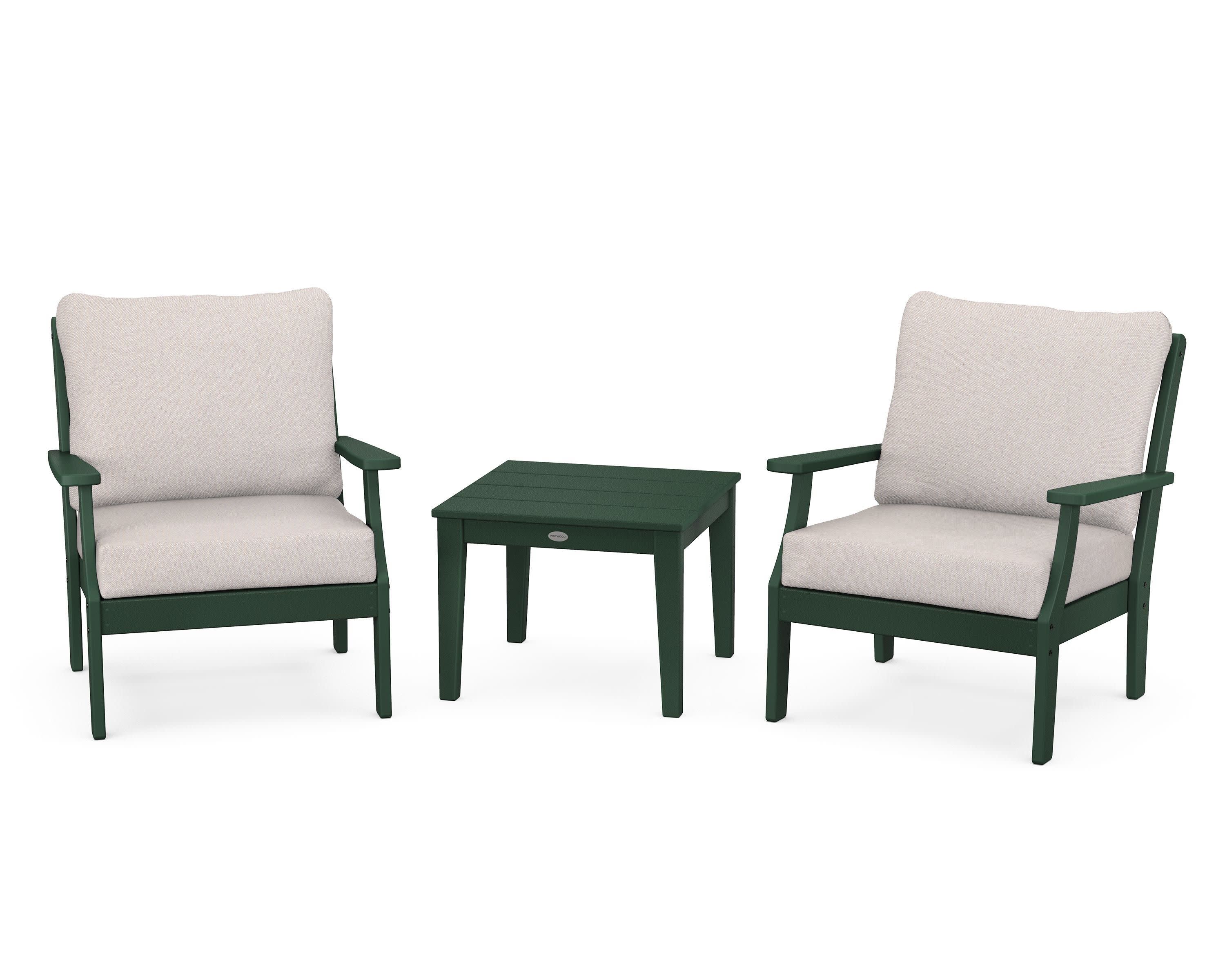 Braxton 3-Piece Deep Seating Set in Green / Dune Burlap