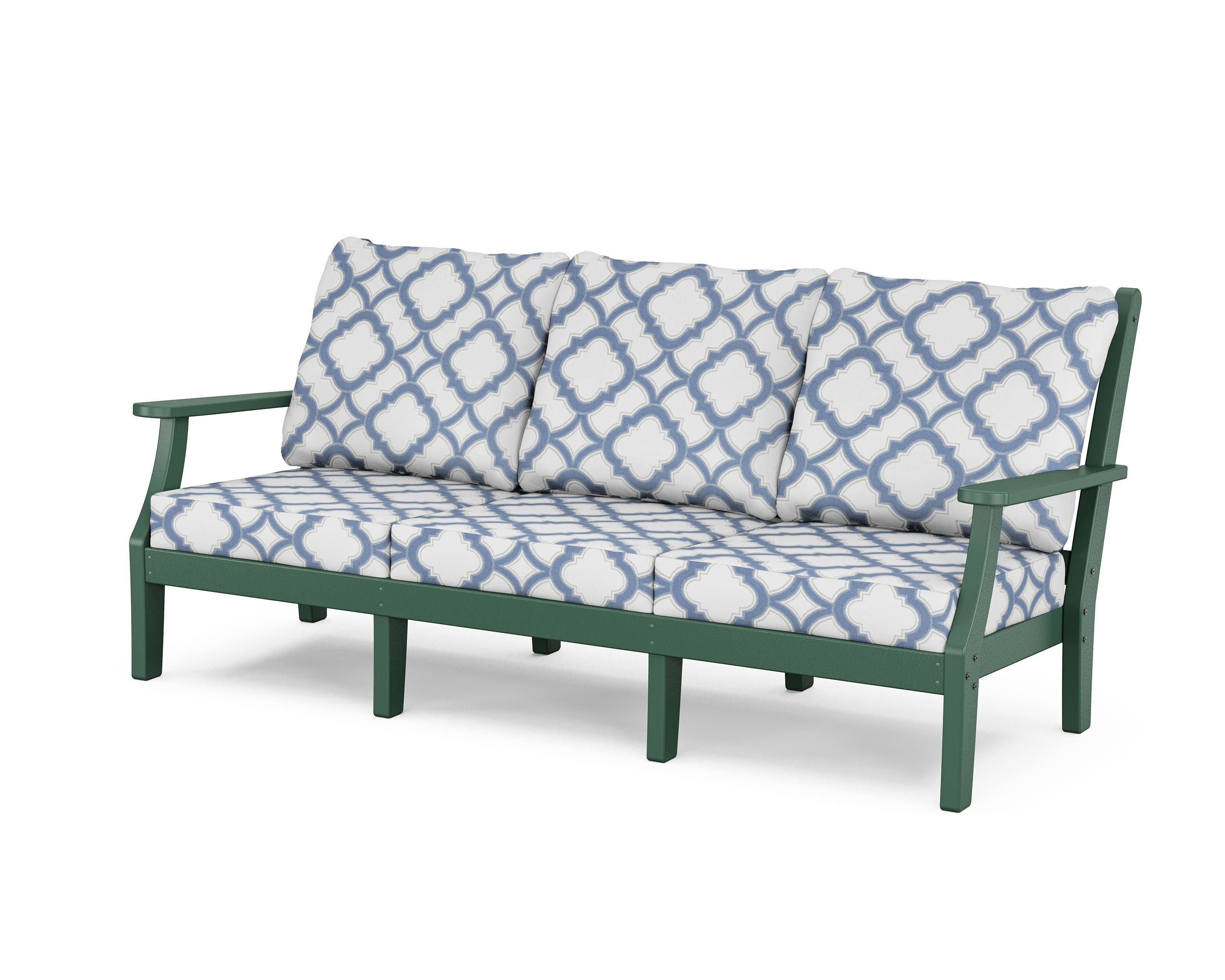 Wovendale Deep Seating Sofa in Green / Trellis Sky Blue