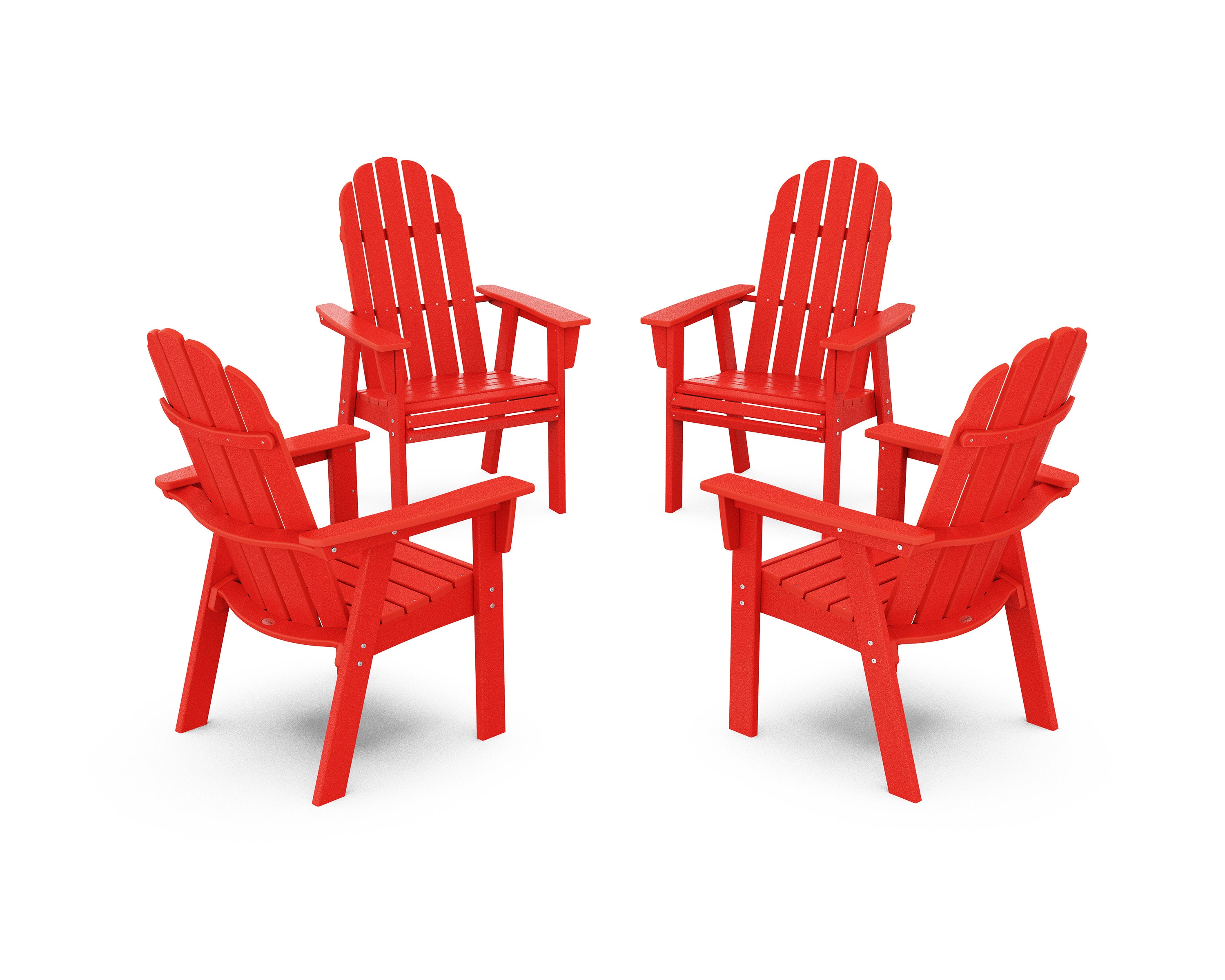 Vineyard 4-Piece Curveback Upright Adirondack Conversation Set in Sunset Red