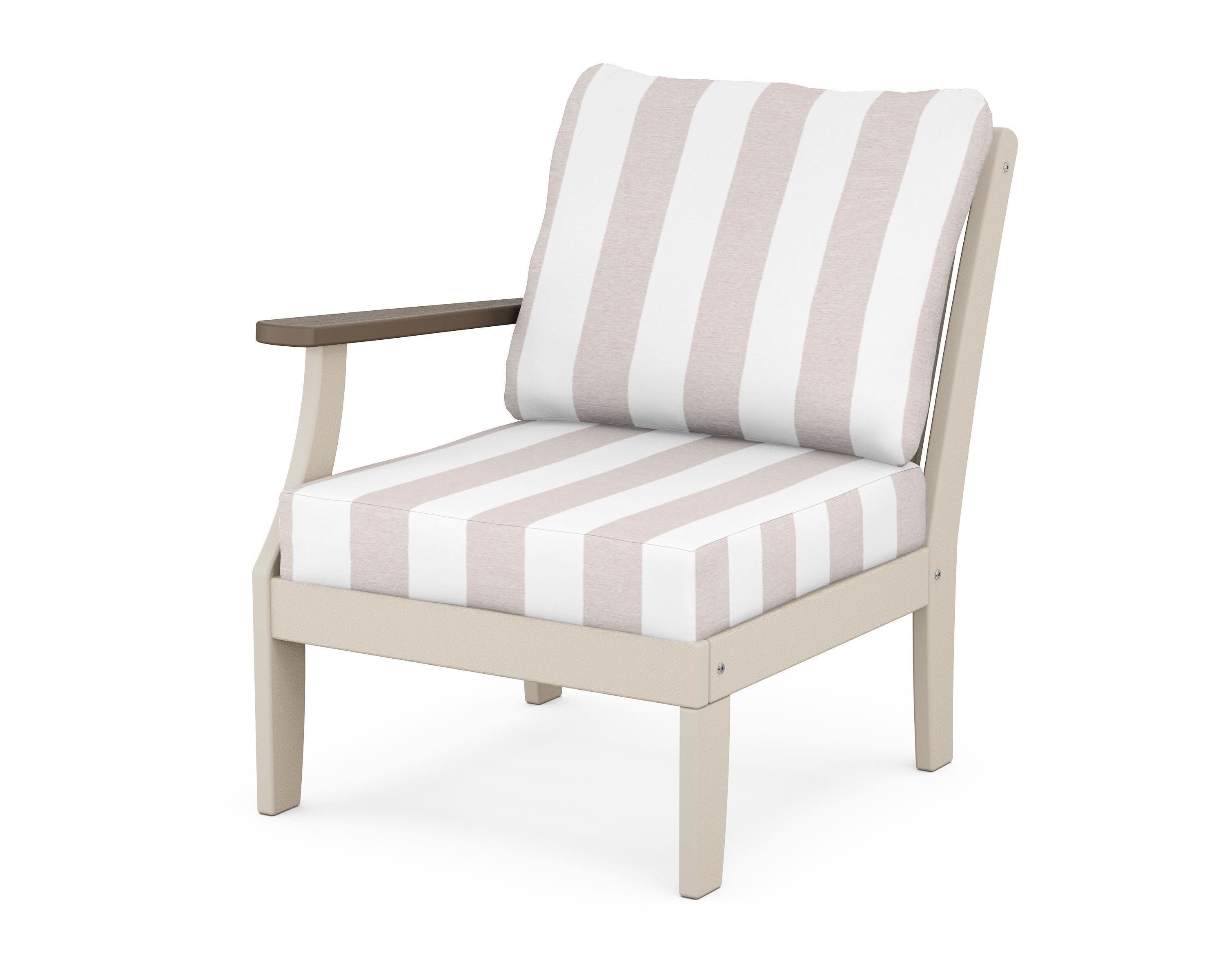 Braxton Modular Left Arm Chair in Sand / Kona / Cabana Stripe Dune Burlap