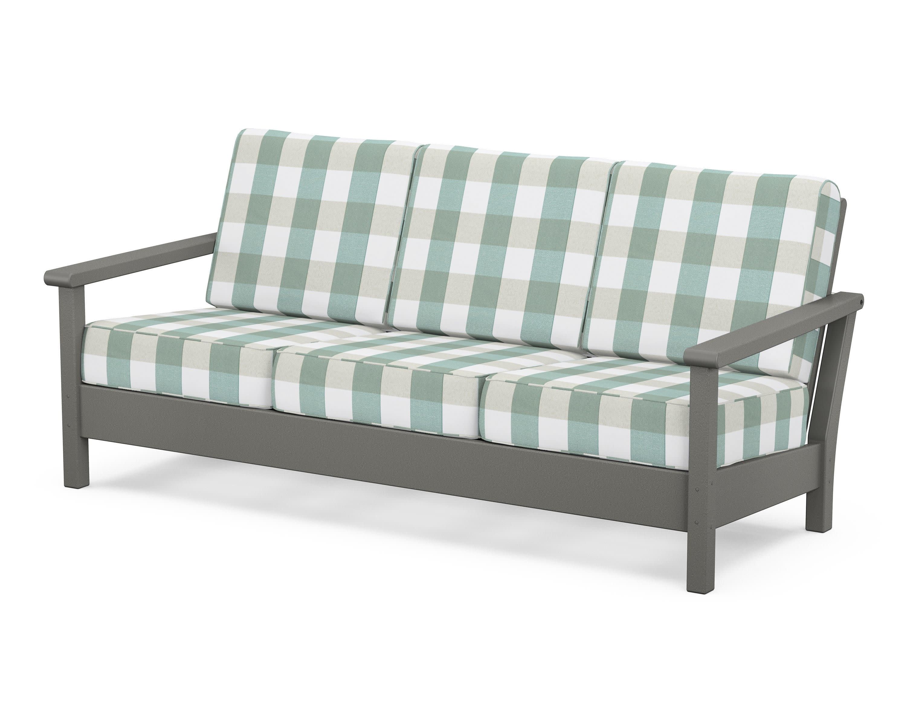 Harbour Deep Seating Sofa in Slate Grey / Buffalo Plaid Glacier Spa