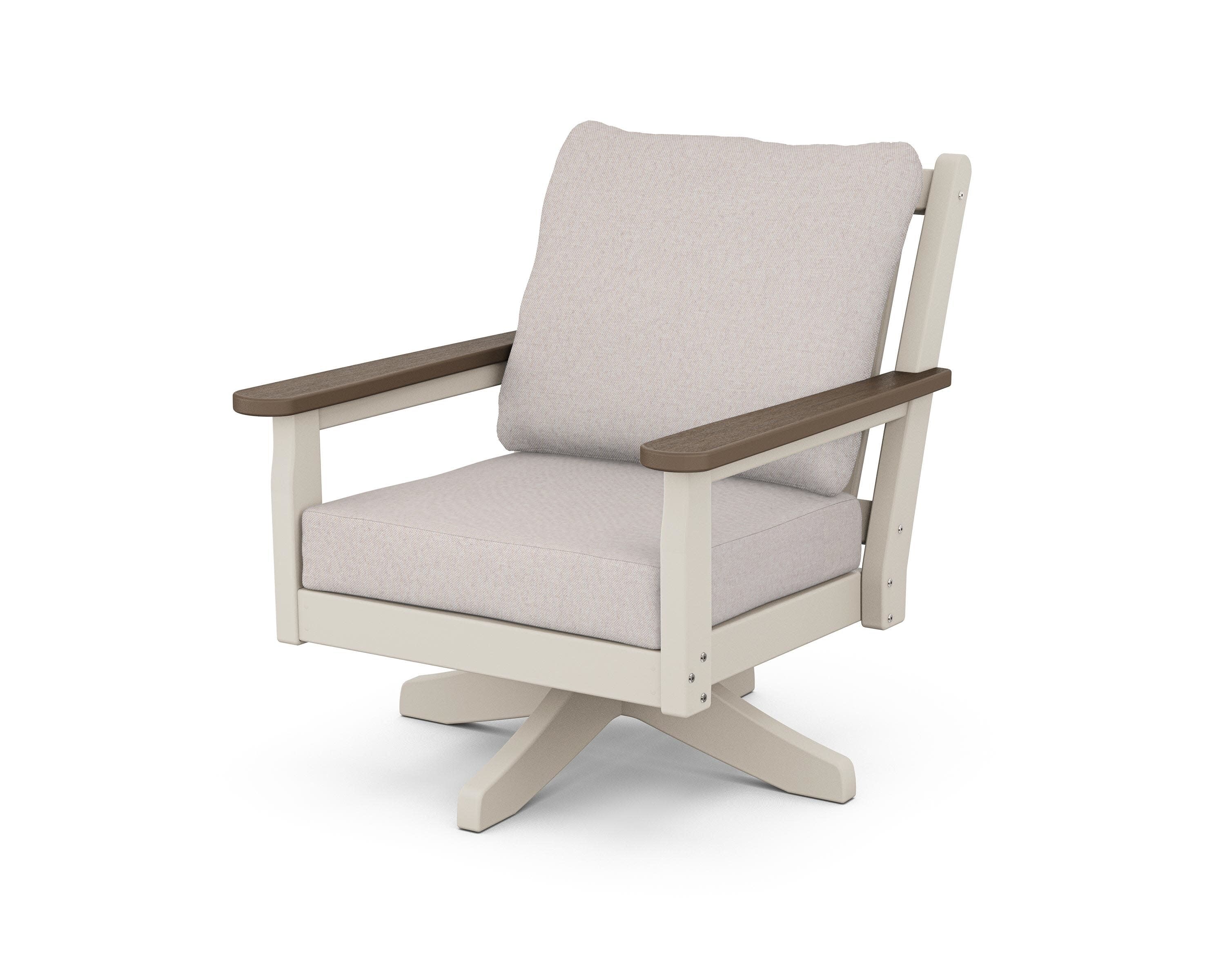 Chippendale Deep Seating Swivel Chair in Sand / Kona / Dune Burlap