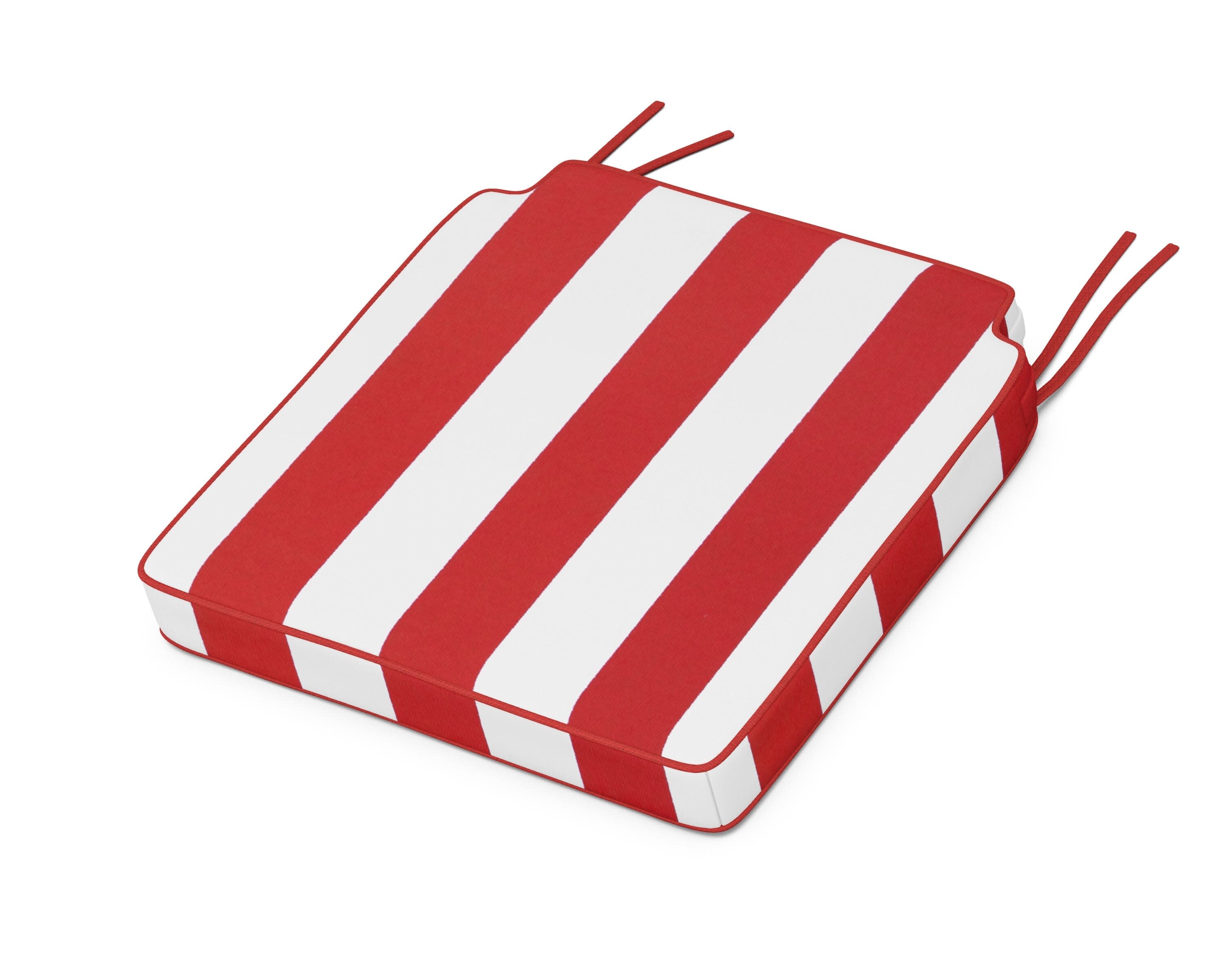 Acadia Dining Side Seat Cushion in Cabana Stripe Crimson