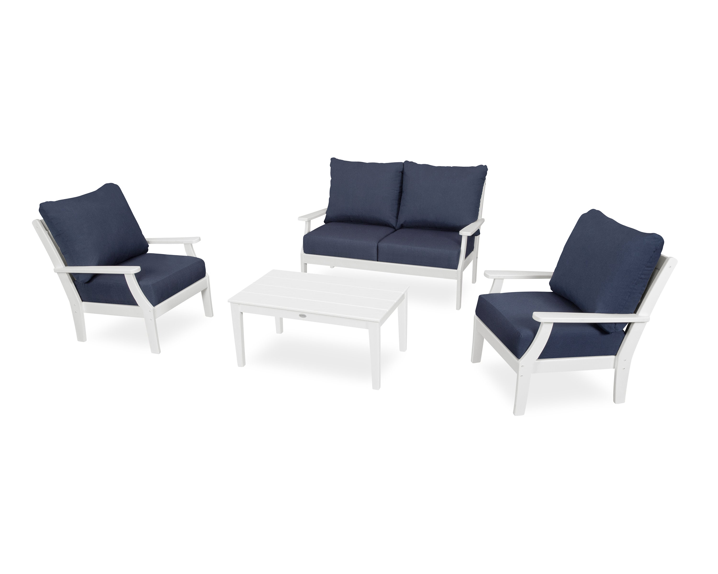Braxton 4-Piece Deep Seating Chair Set in White / Spectrum Indigo