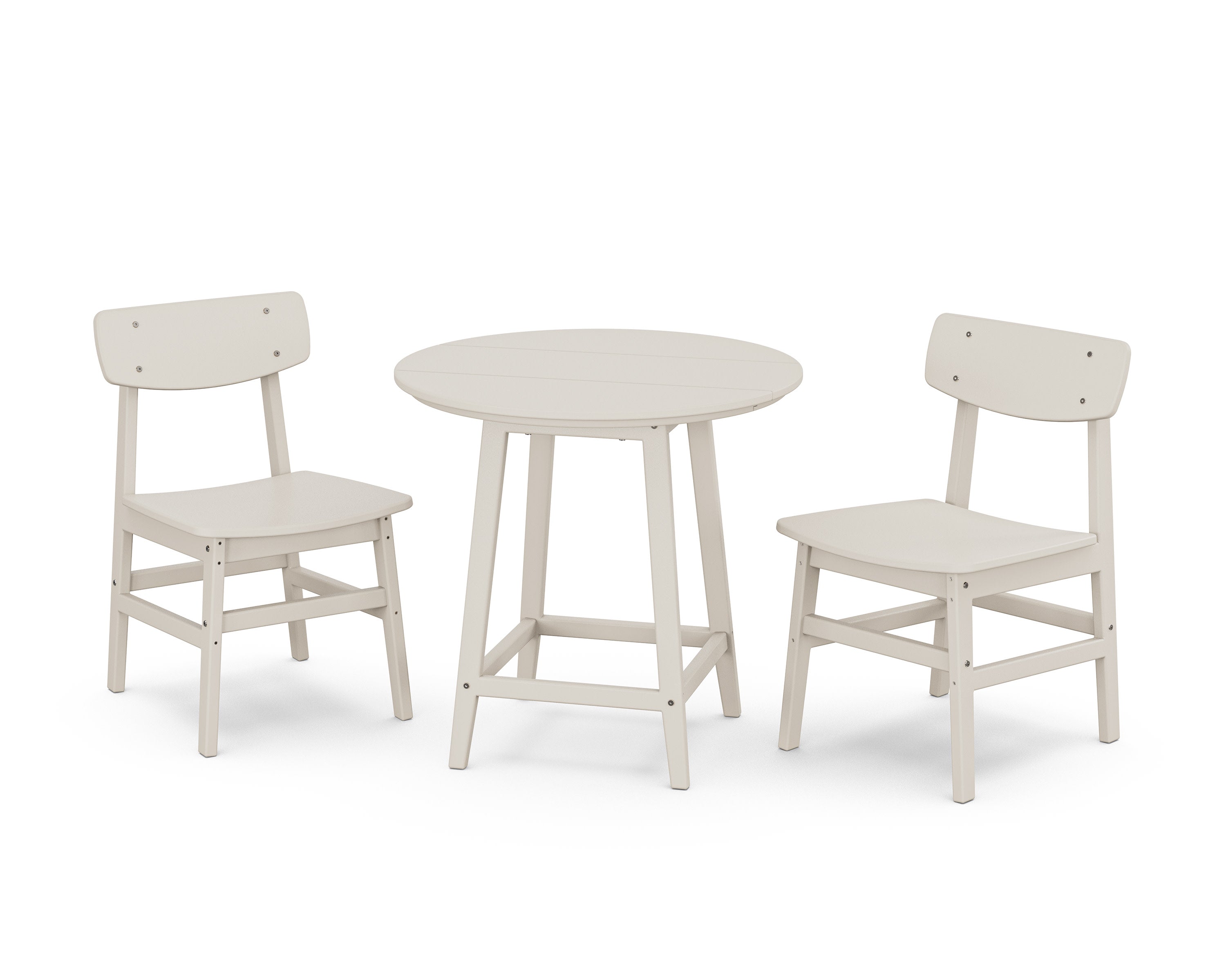 Modern Studio Urban Chair 3-Piece Round Bistro Dining Set in Sand