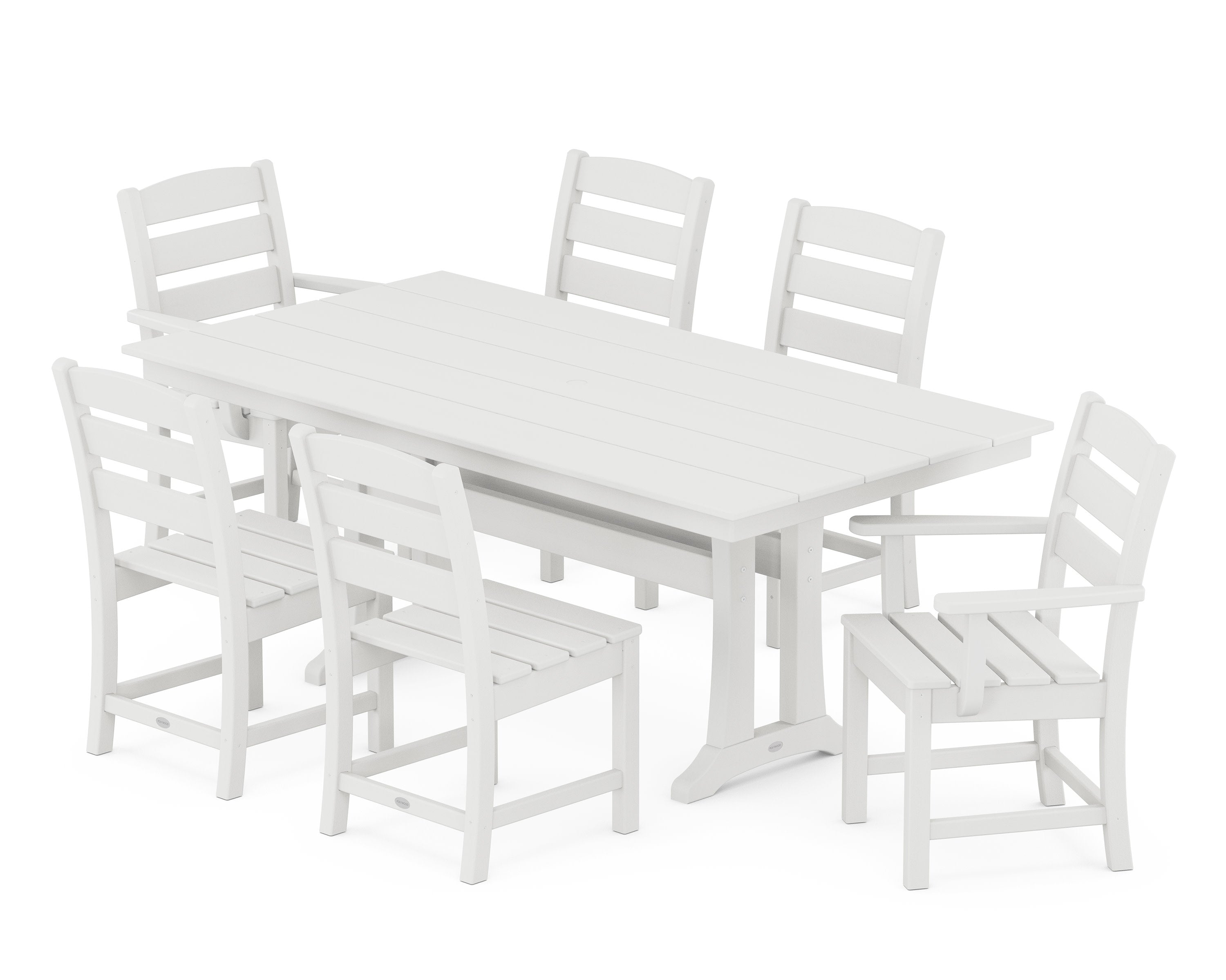 Lakeside 7-Piece Farmhouse Dining Set with Trestle Legs in Vintage White