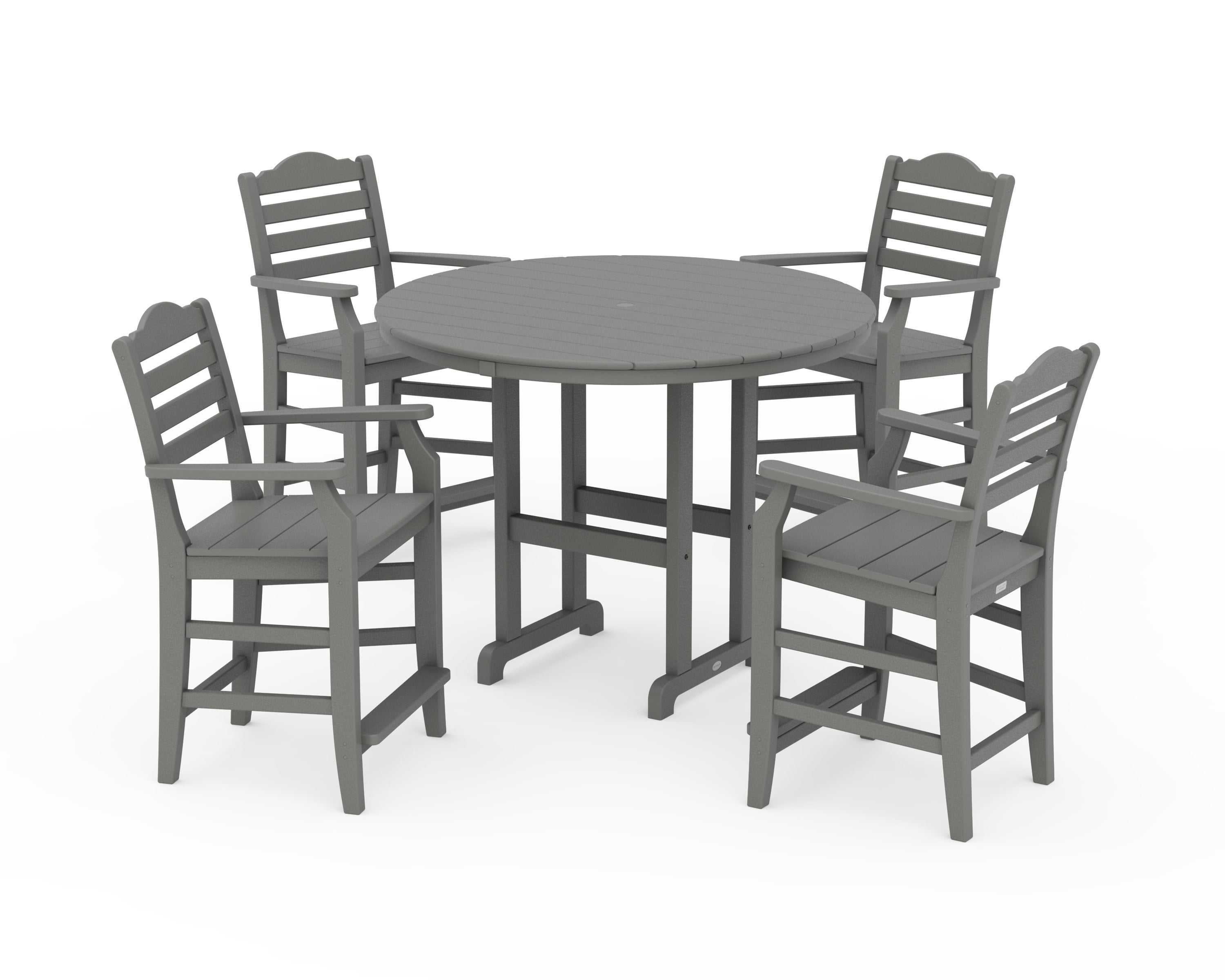 Savannah 5-Piece Round Farmhouse Counter Set in Slate Grey