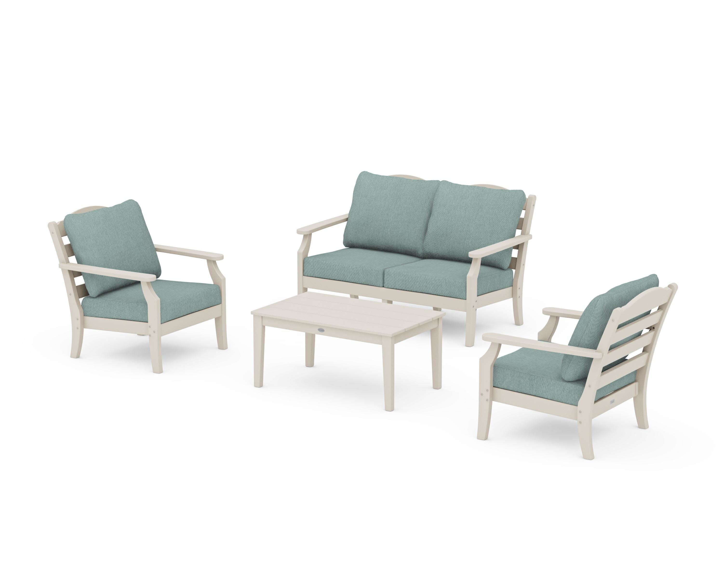 Savannah 4-Piece Deep Seating Set with Loveseat in Sand / Glacier Spa