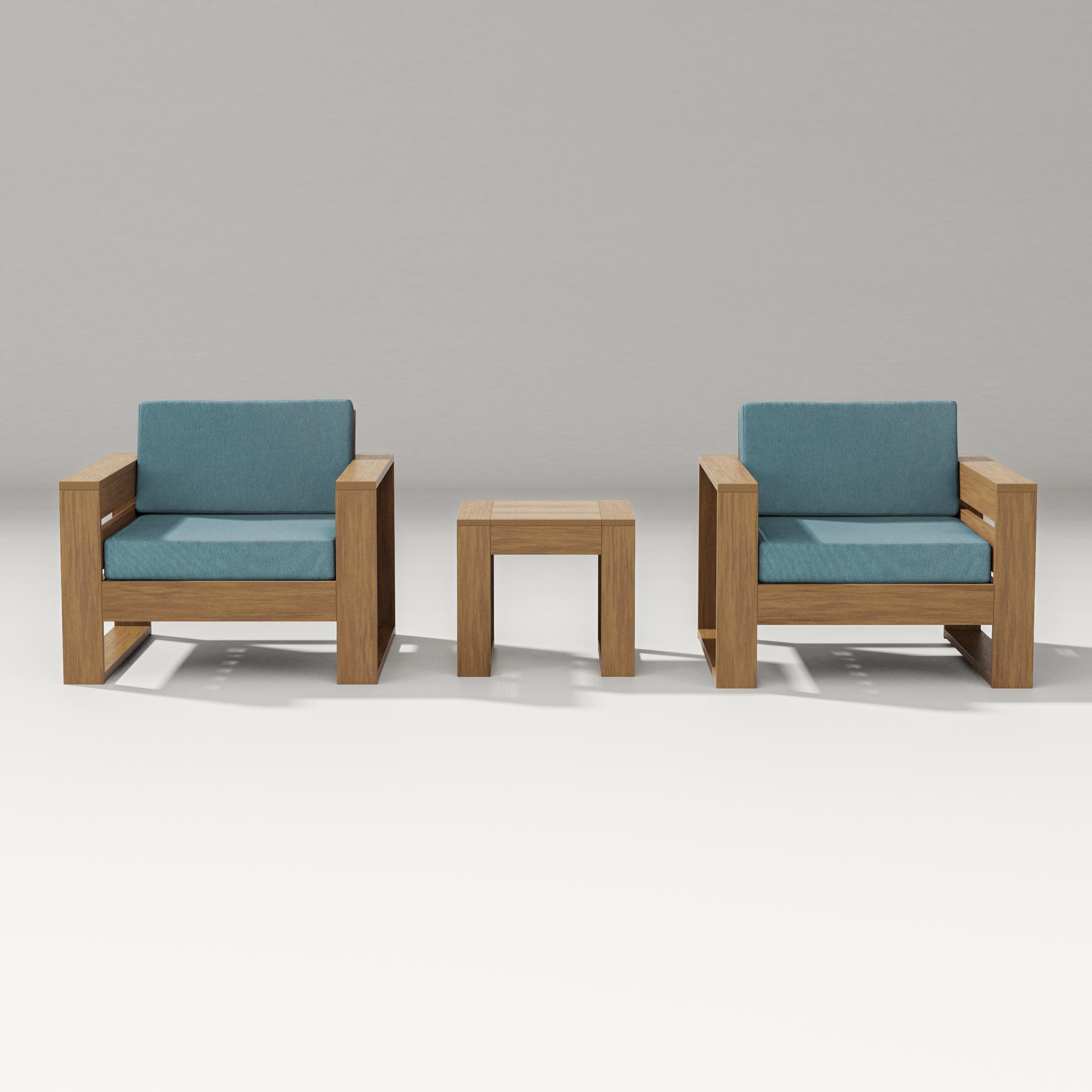 Latitude 3-Piece Lounge Chair Set in Natural / Ocean Teal