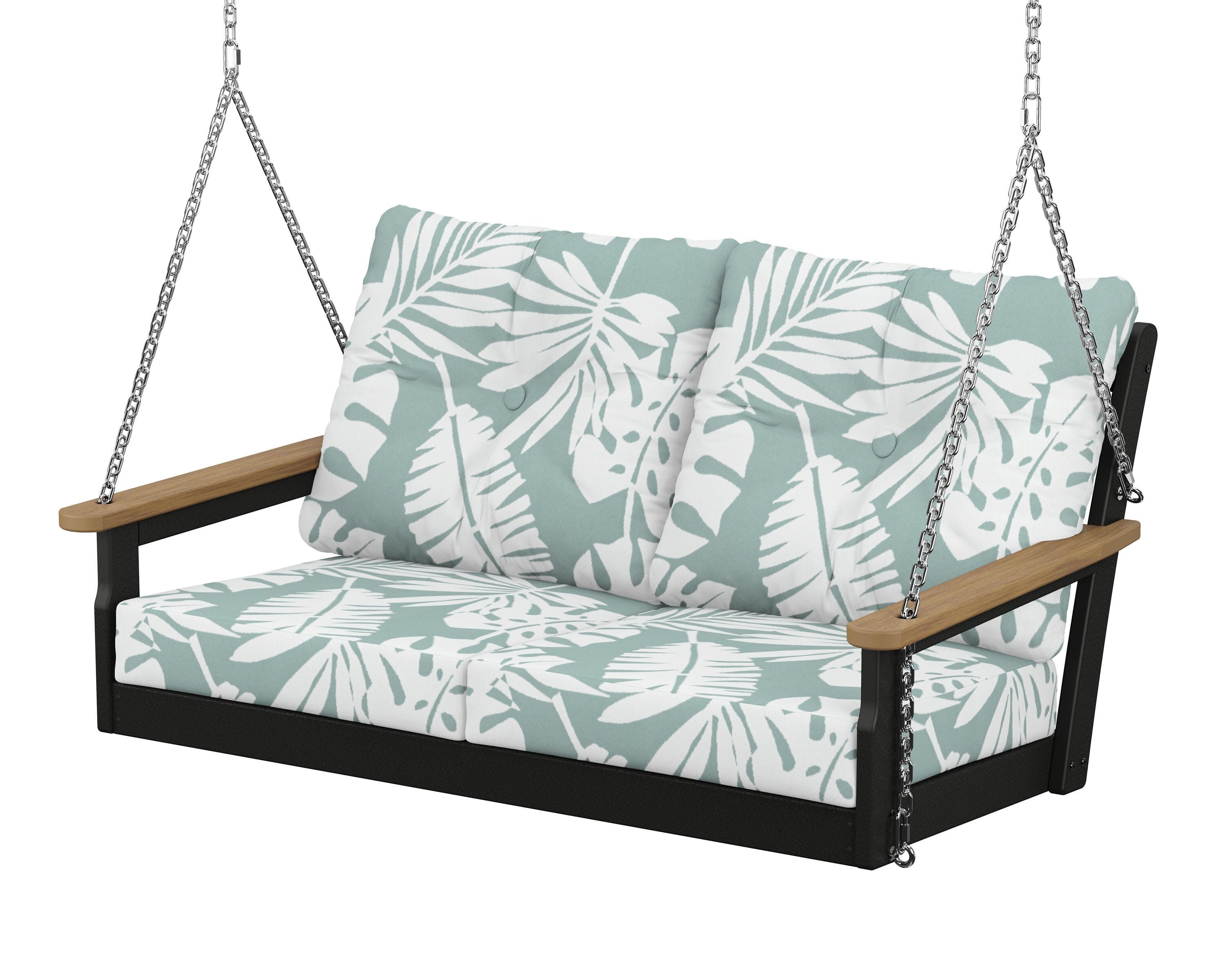 Vineyard Deep Seating Swing in Black / Natural / Leaf Glacier Spa