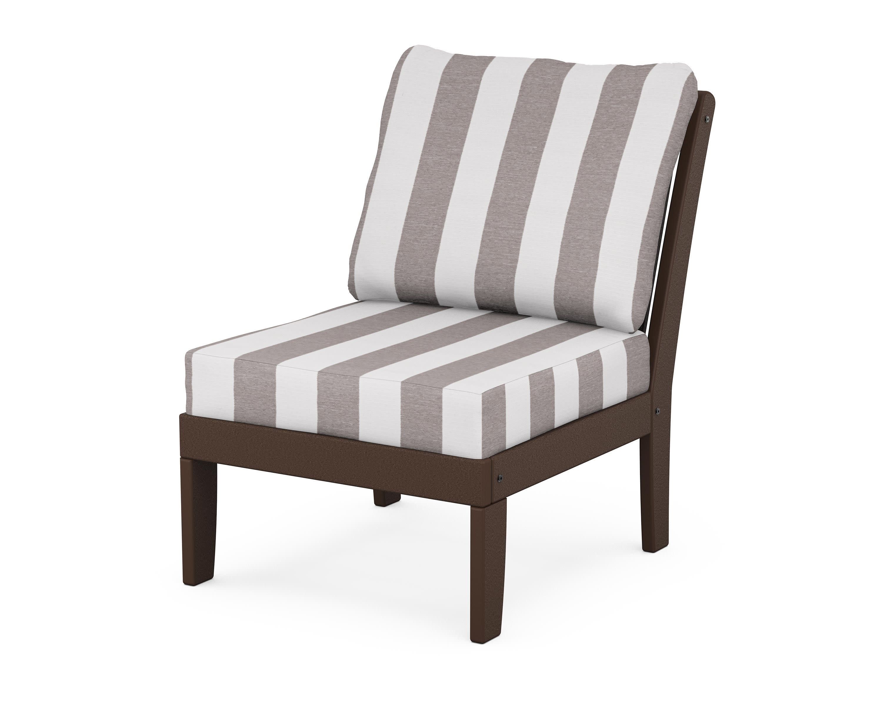 Braxton Modular Armless Chair in Mahogany / Cabana Stripe Grey Mist