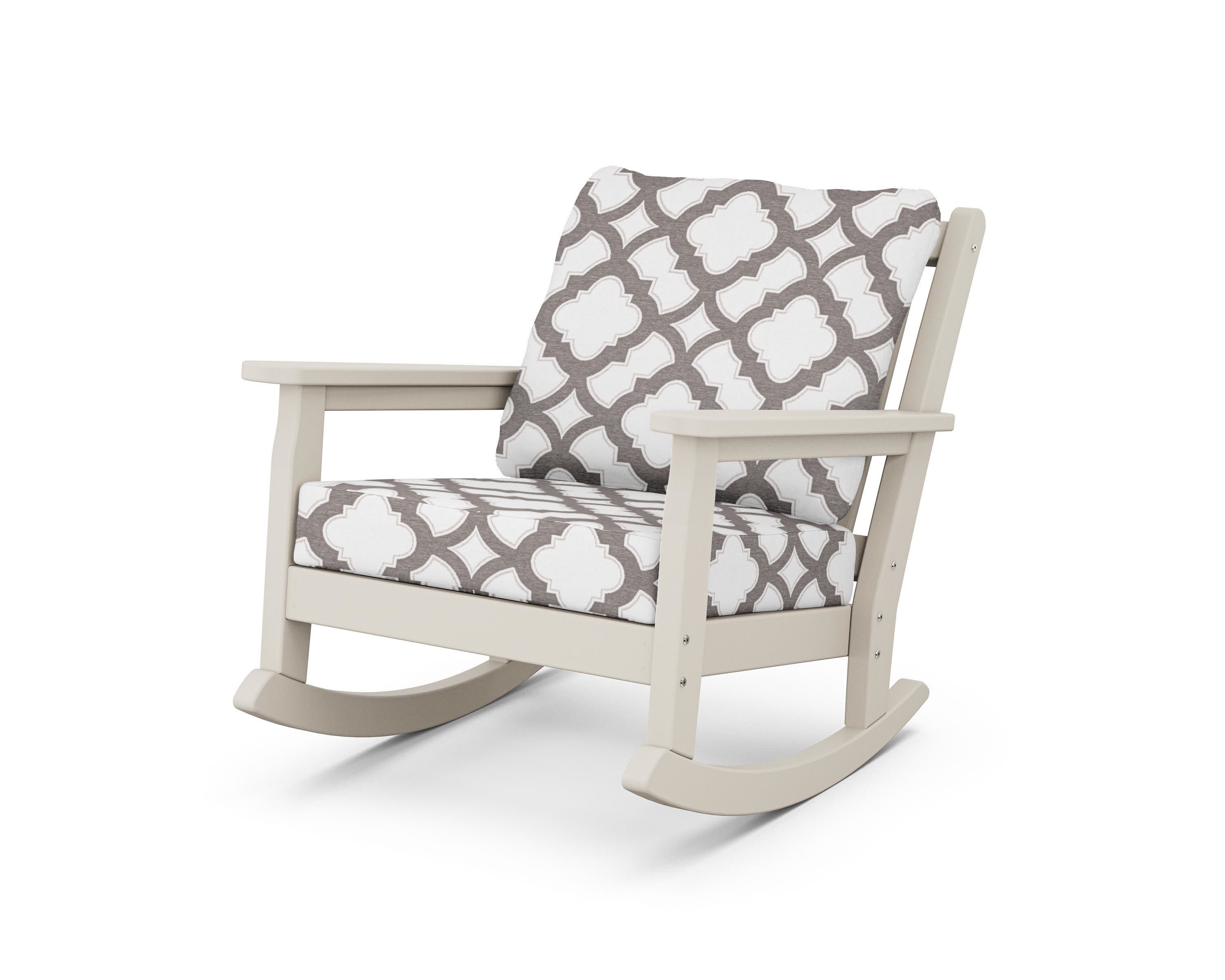 Chippendale Deep Seating Rocking Chair in Sand / Trellis Grey Mist