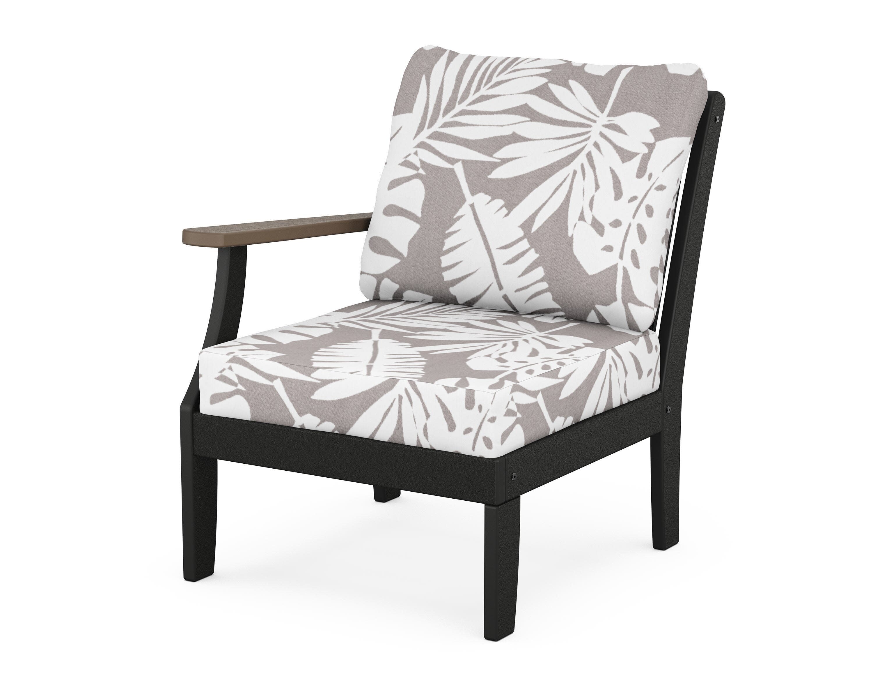 Braxton Modular Left Arm Chair in Black / Kona / Leaf Grey Mist