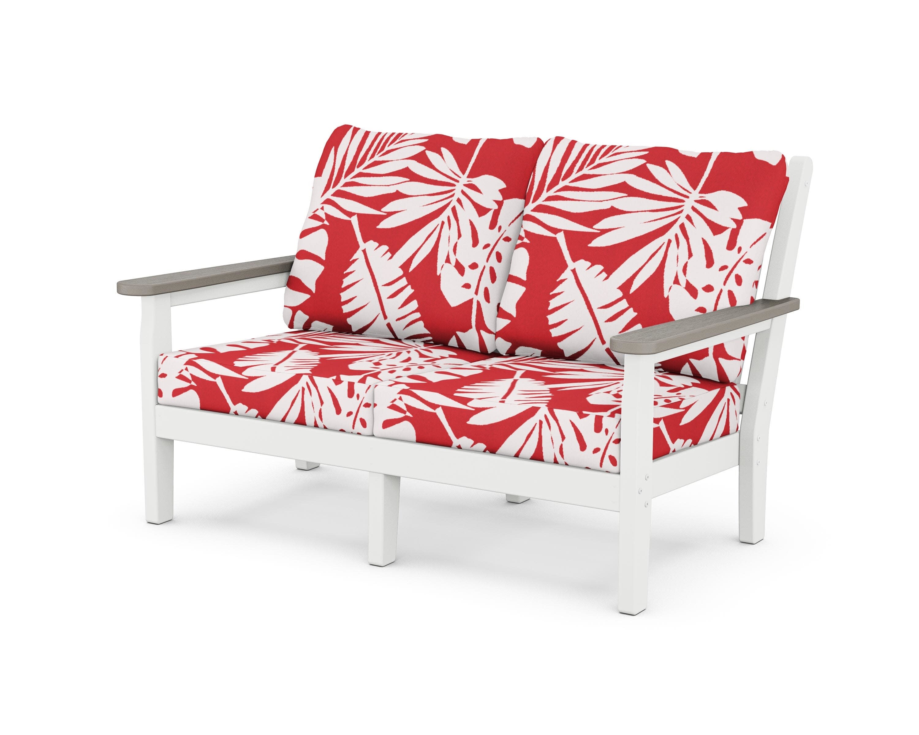 Chippendale Deep Seating Loveseat in White / Driftwood / Leaf Crimson