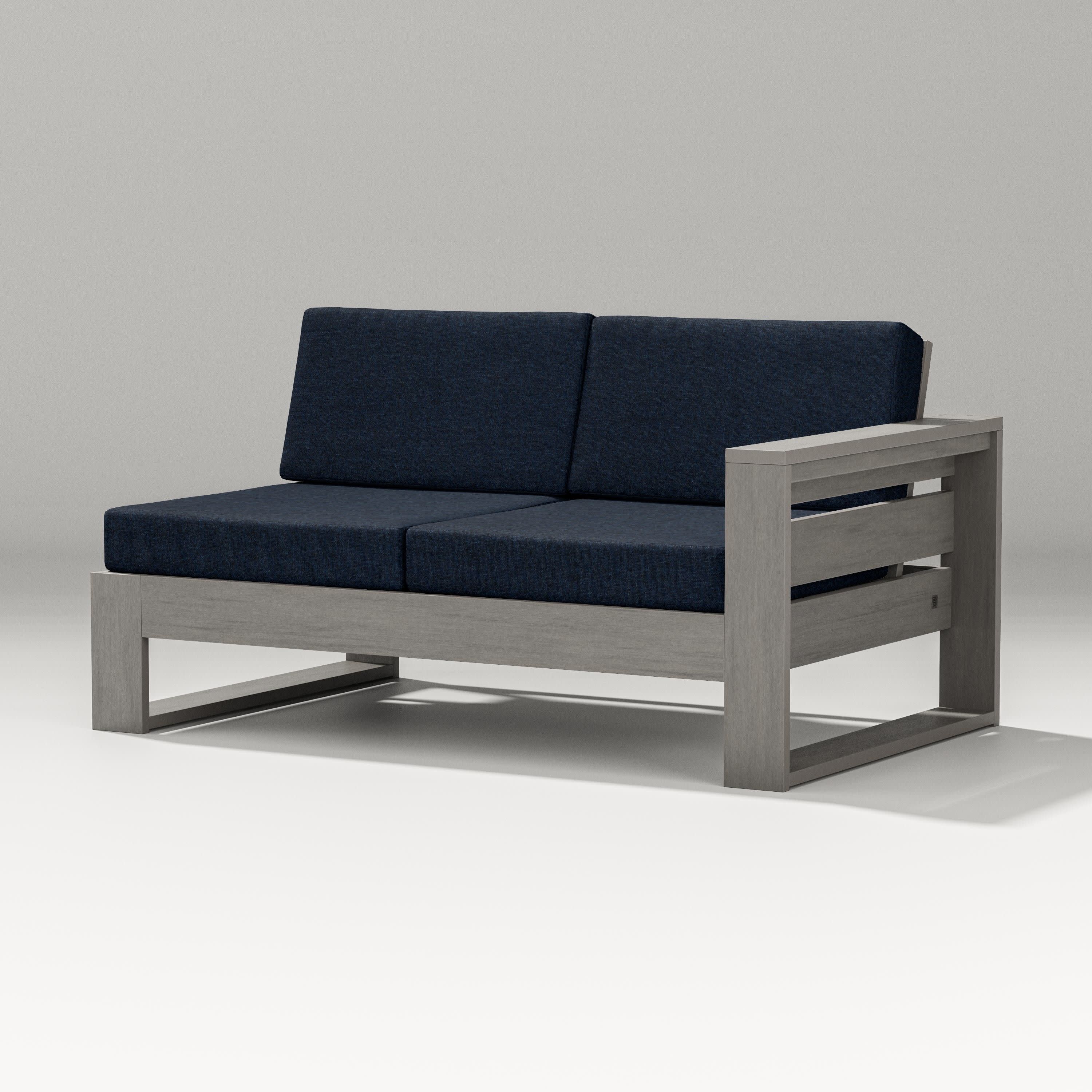 Latitude Modular Right Arm Loveseat in Driftwood / Marine Indigo