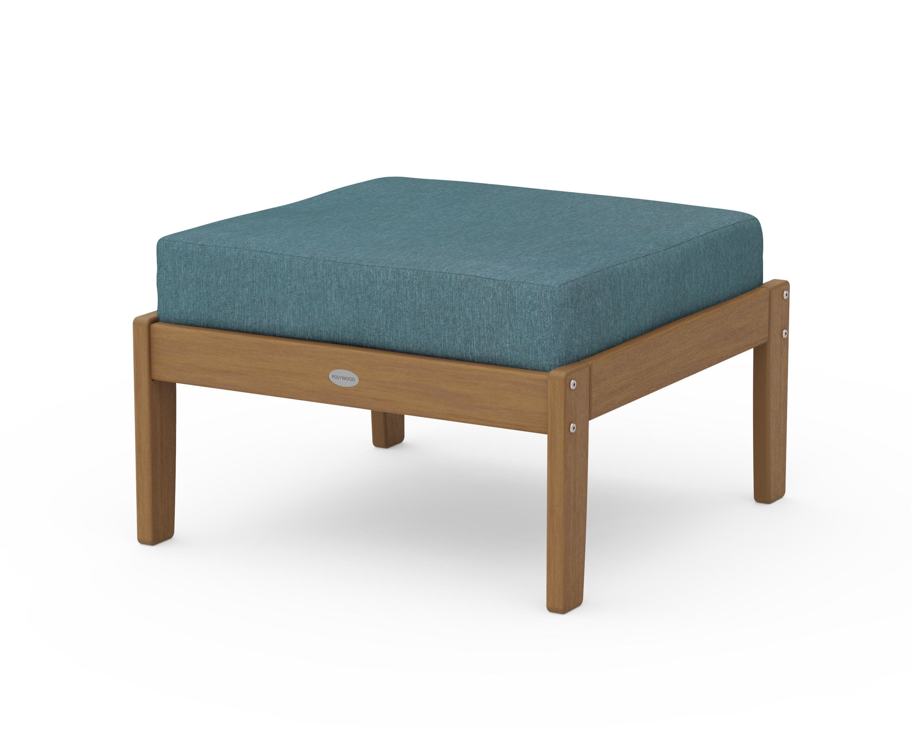 Braxton Deep Seating Ottoman in Natural / Ocean Teal