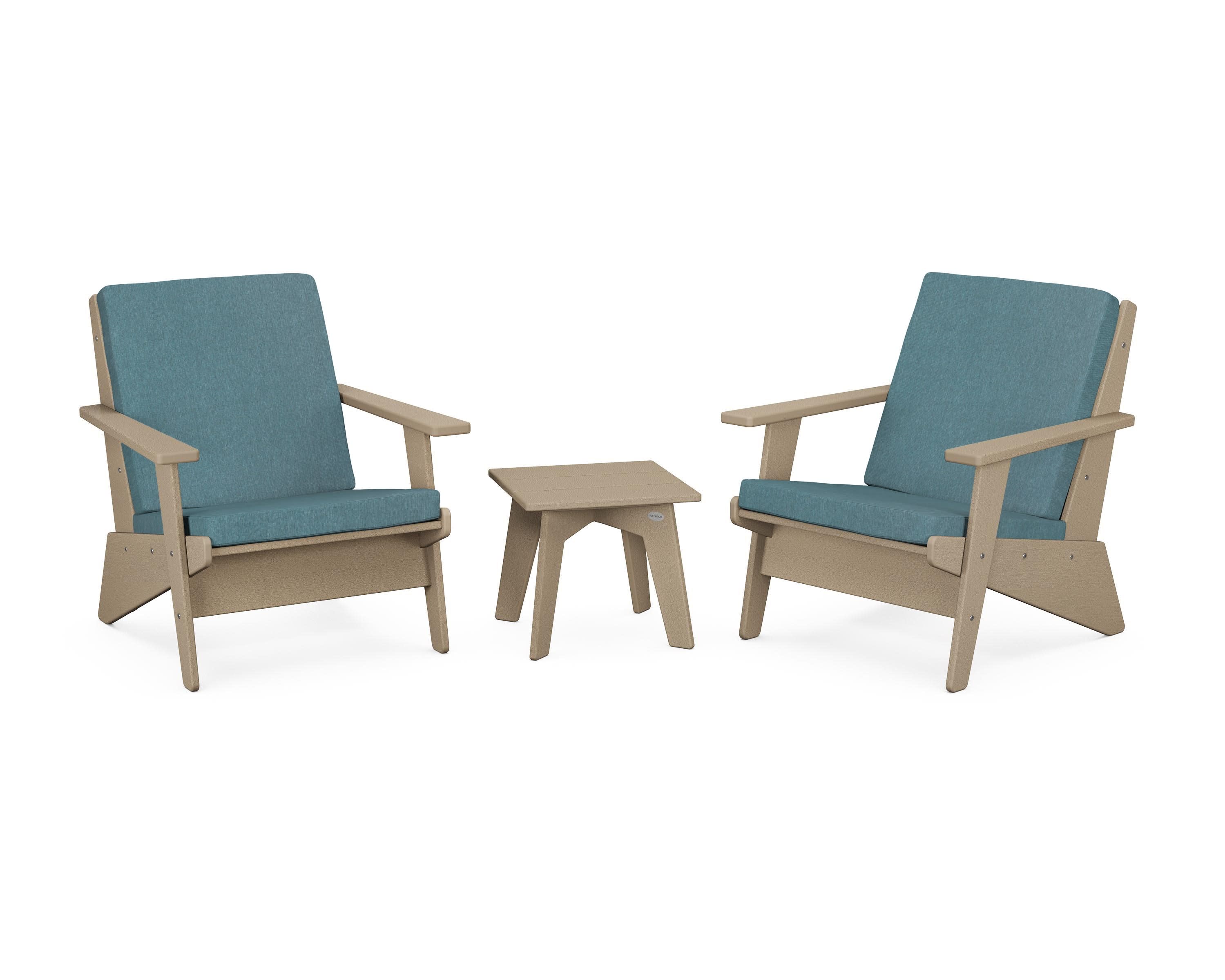 Riviera Modern Lounge 3-Piece Set in Vintage Sahara / Ocean Teal
