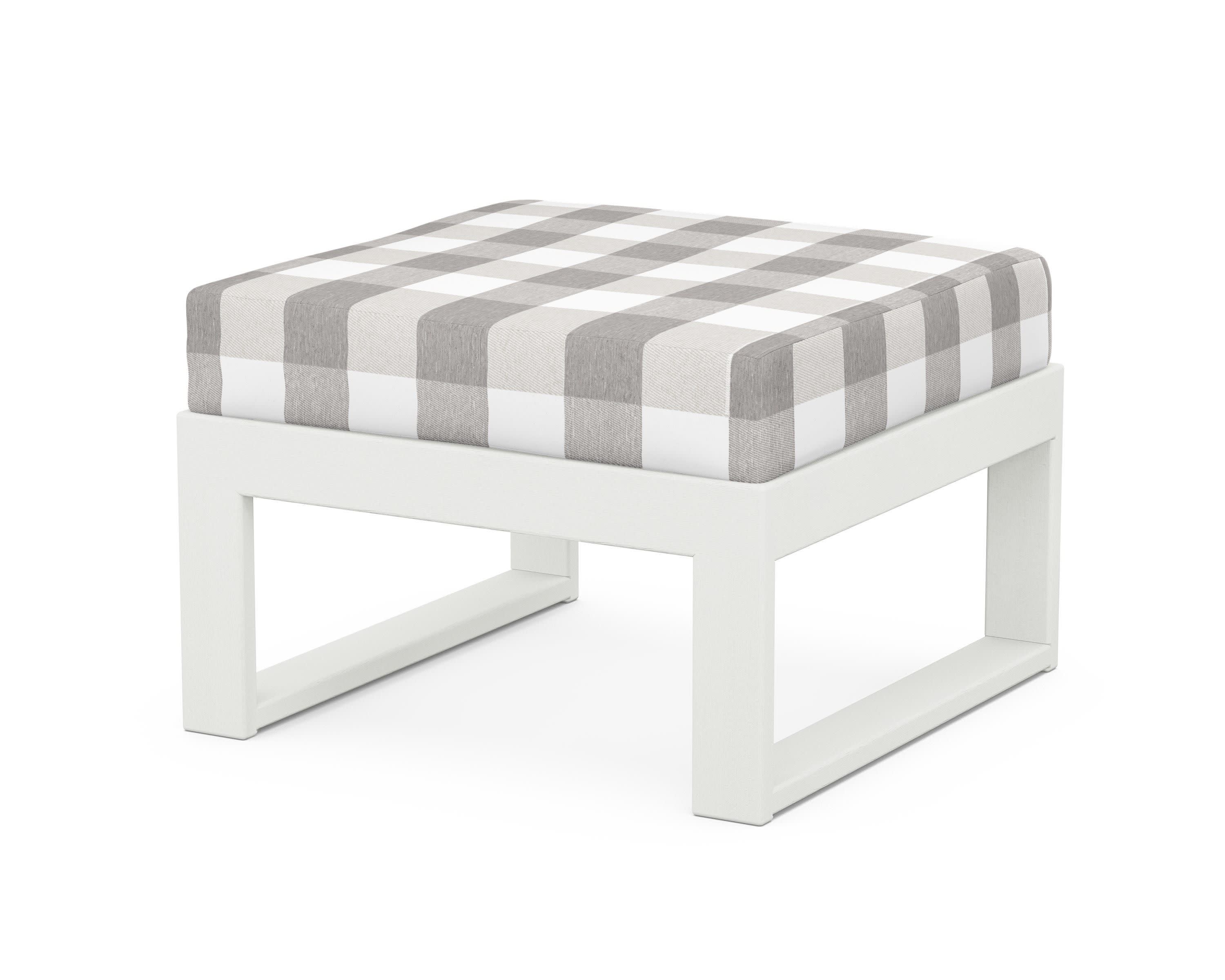 Modular Ottoman - Modern in Vintage White / Buffalo Plaid Grey Mist