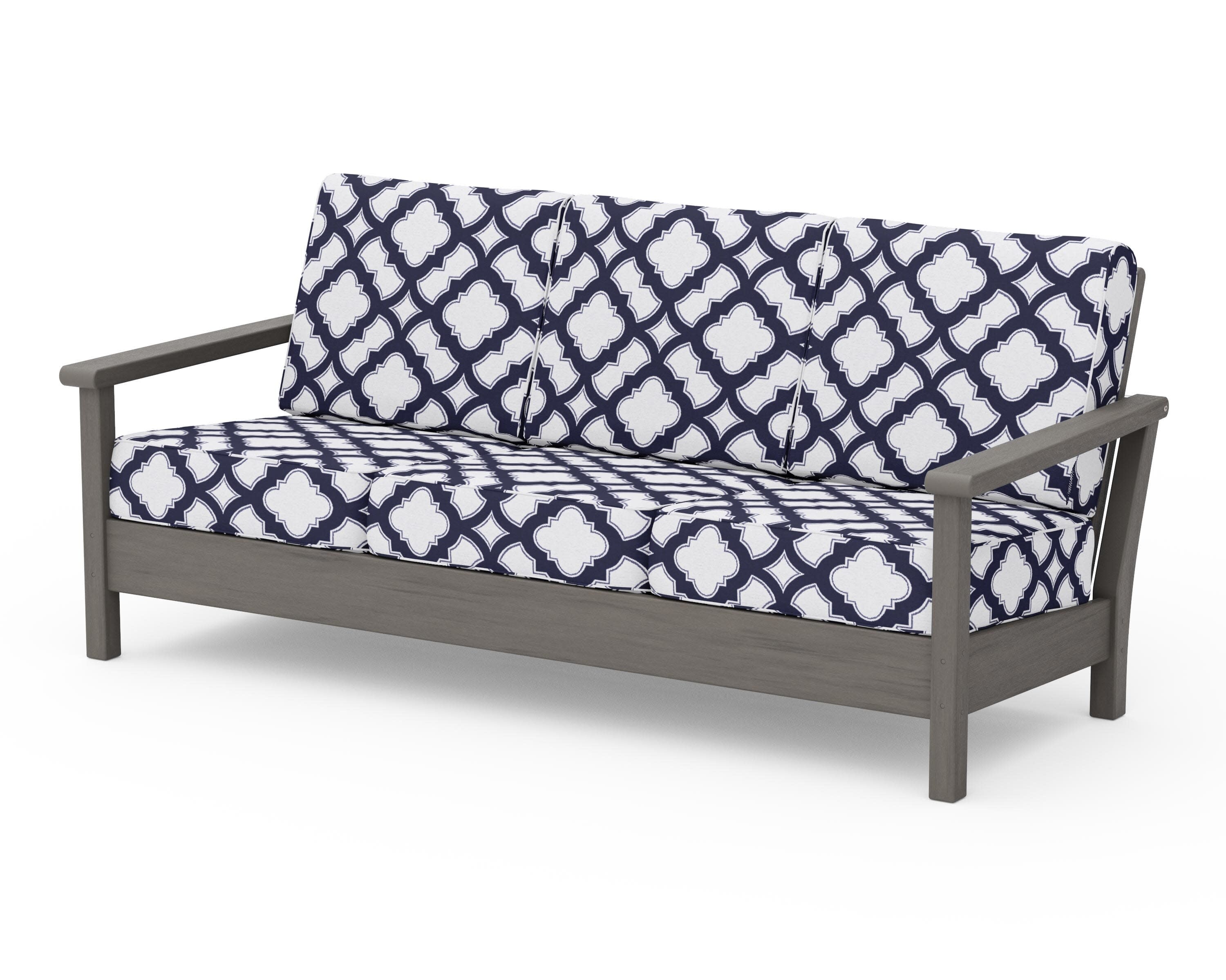 Harbour Deep Seating Sofa in Driftwood / Trellis Navy