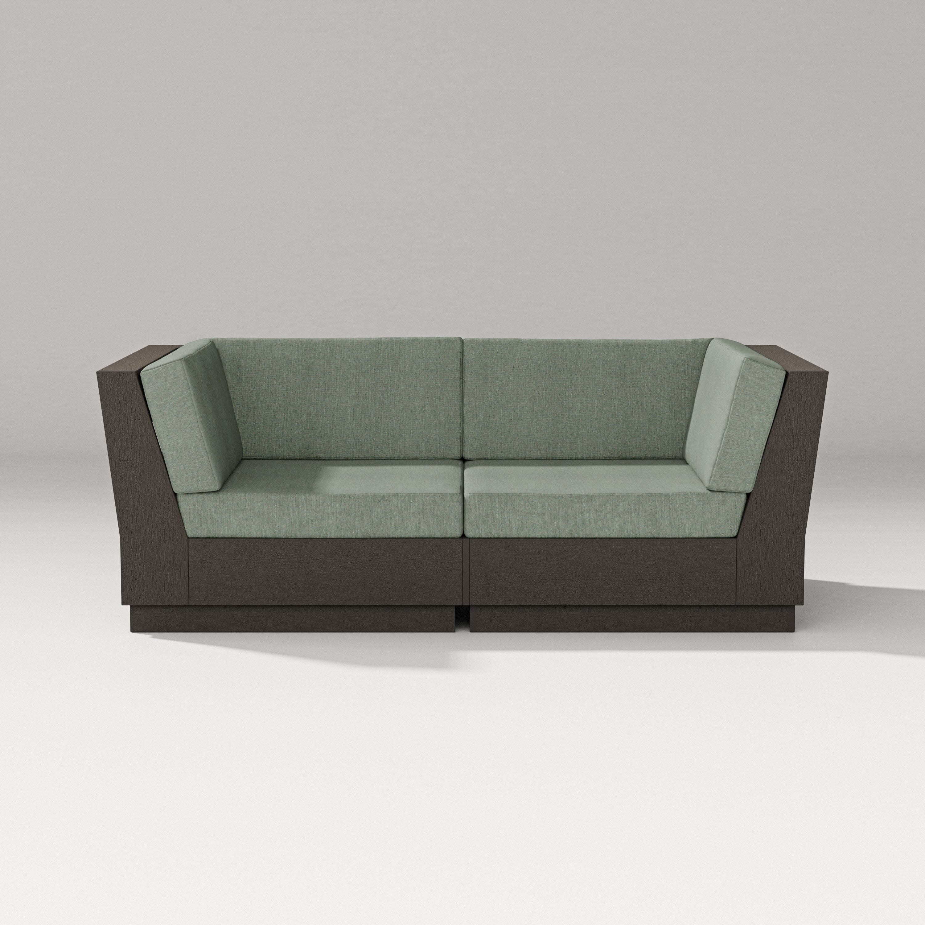 Elevate Loveseat Sectional in Vintage Coffee / Cast Sage