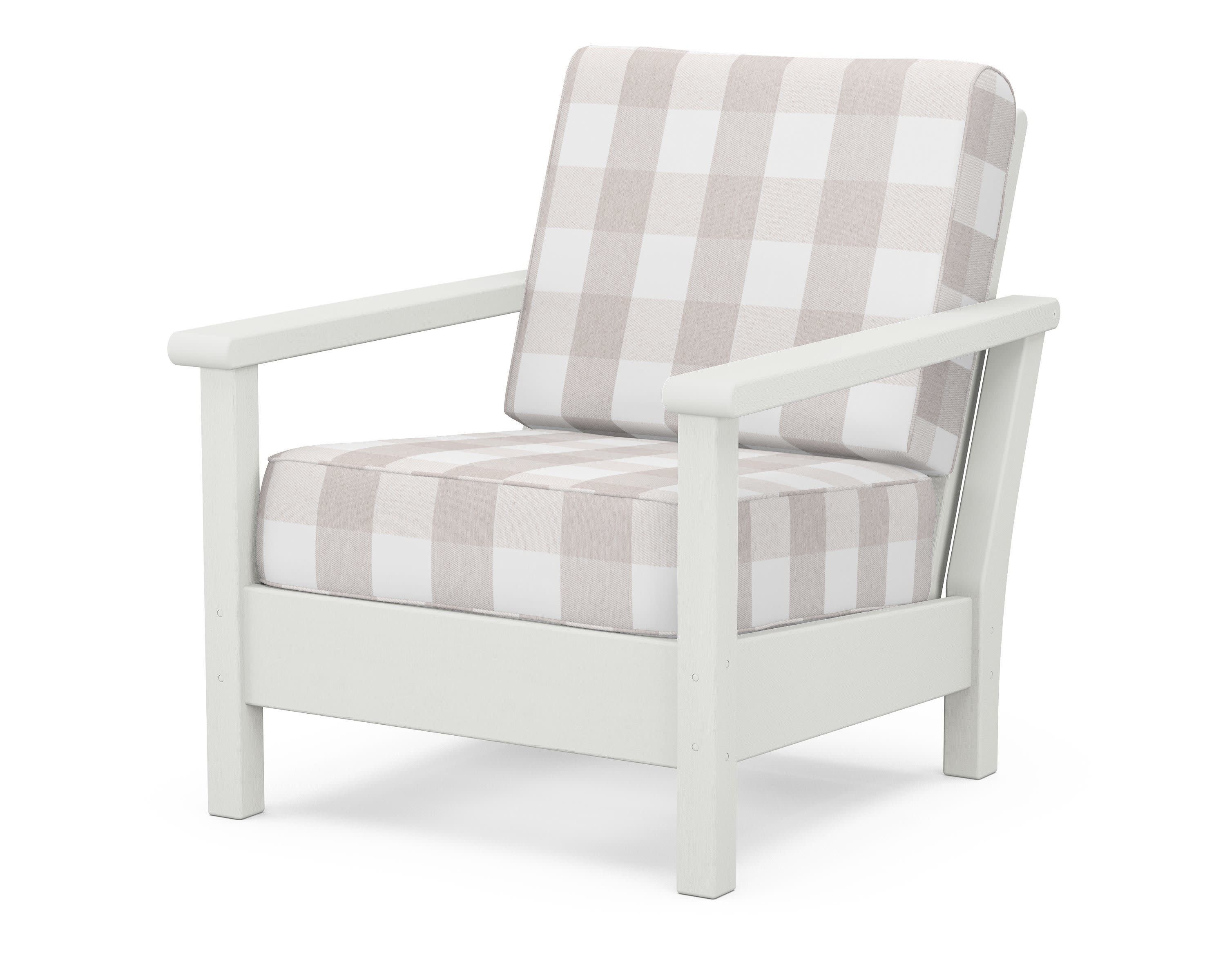 Harbour Deep Seating Chair in Vintage White / Buffalo Plaid Dune Burlap