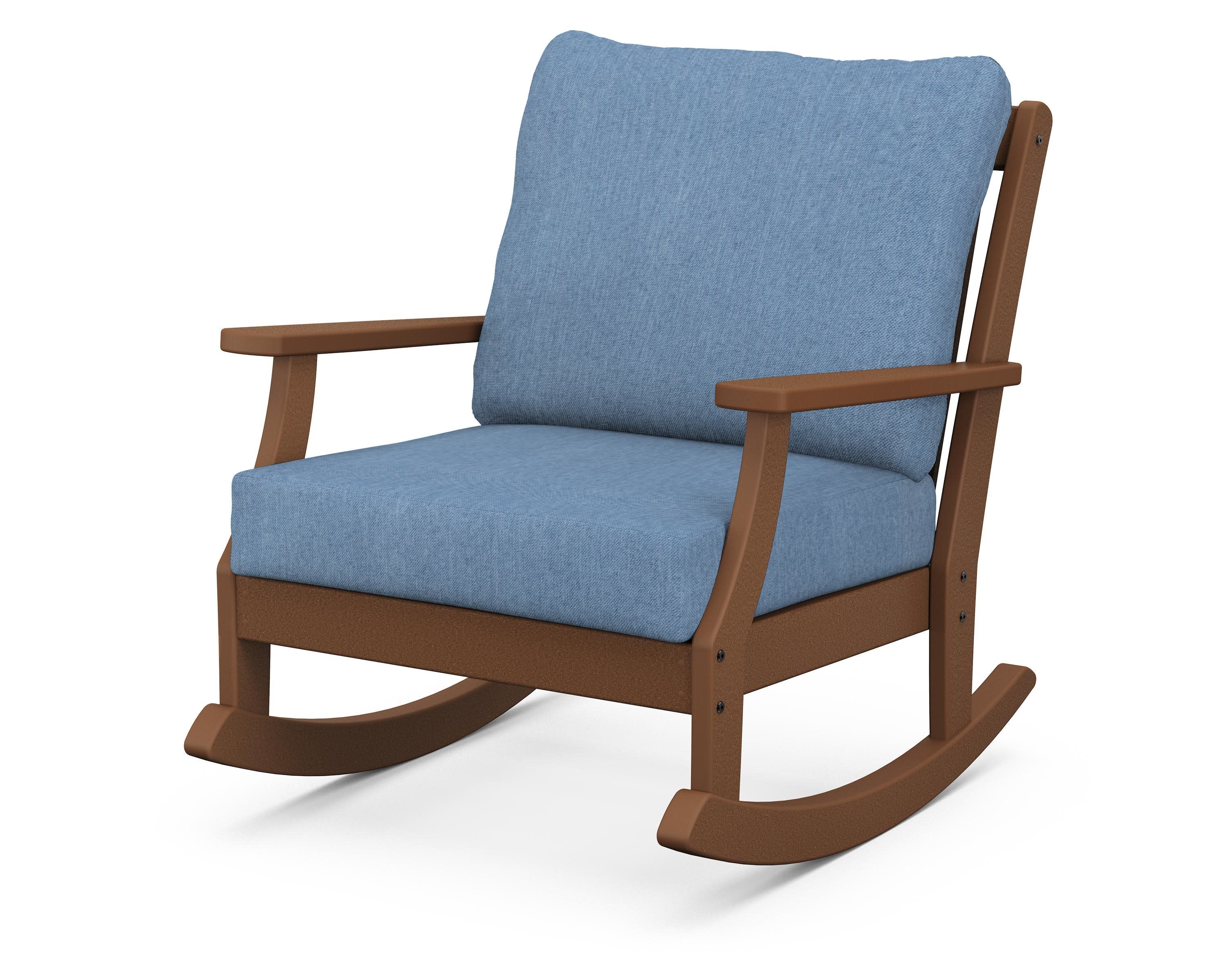 Braxton Deep Seating Rocking Chair in Teak / Sky Blue